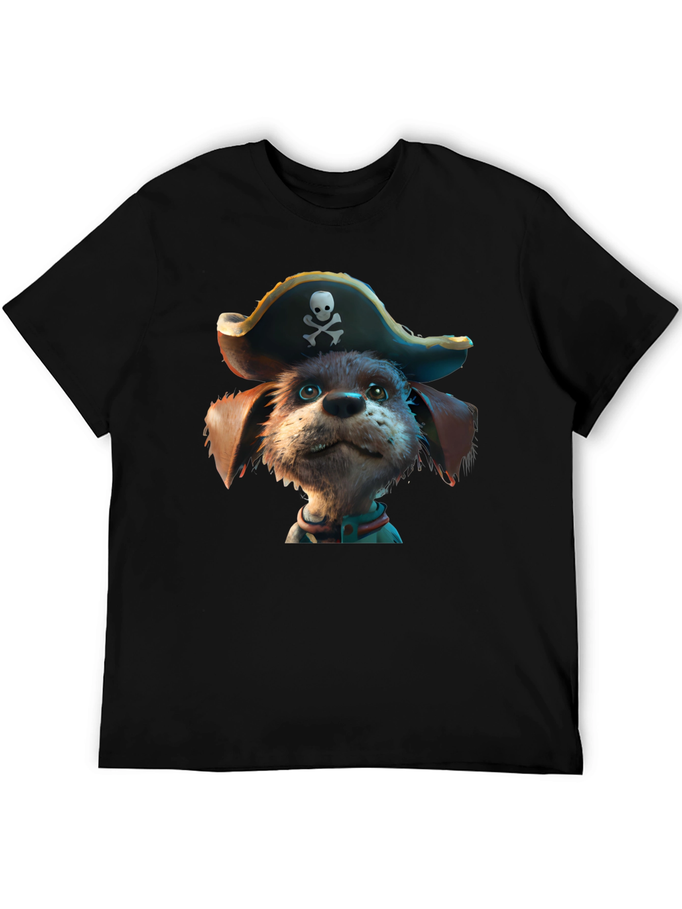 Pirate Dog Graphic T-Shirt - Black Cotton Tee