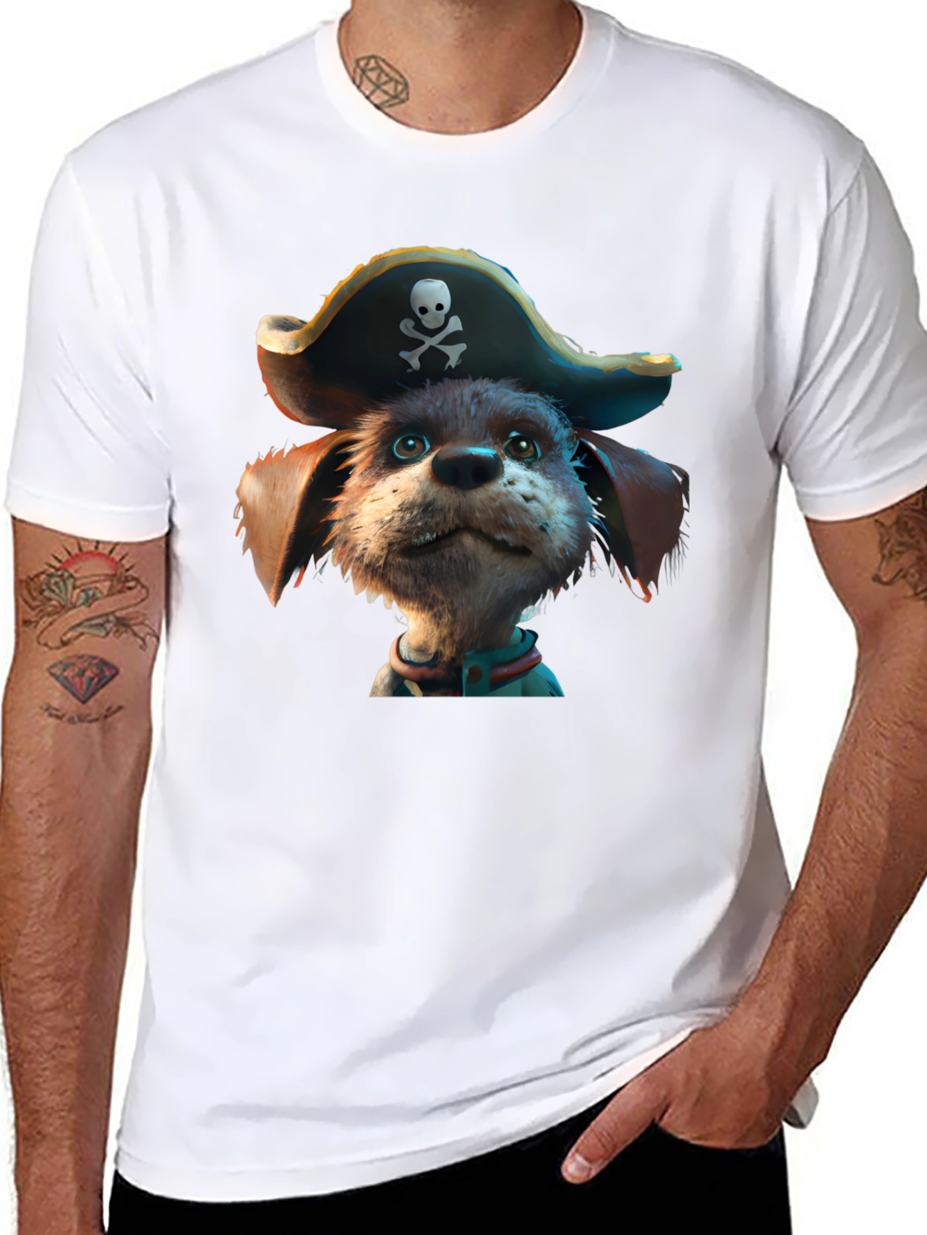 Pirate Dog Graphic T-Shirt - Black Cotton Tee