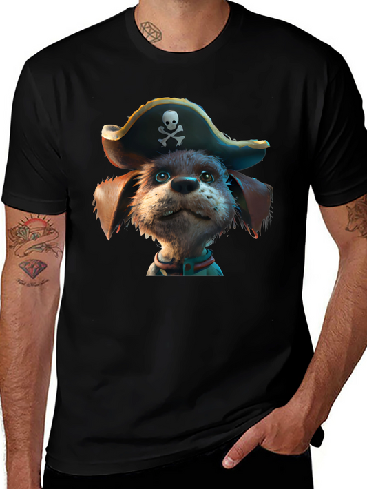 Pirate Dog Graphic T-Shirt - Black Cotton Tee