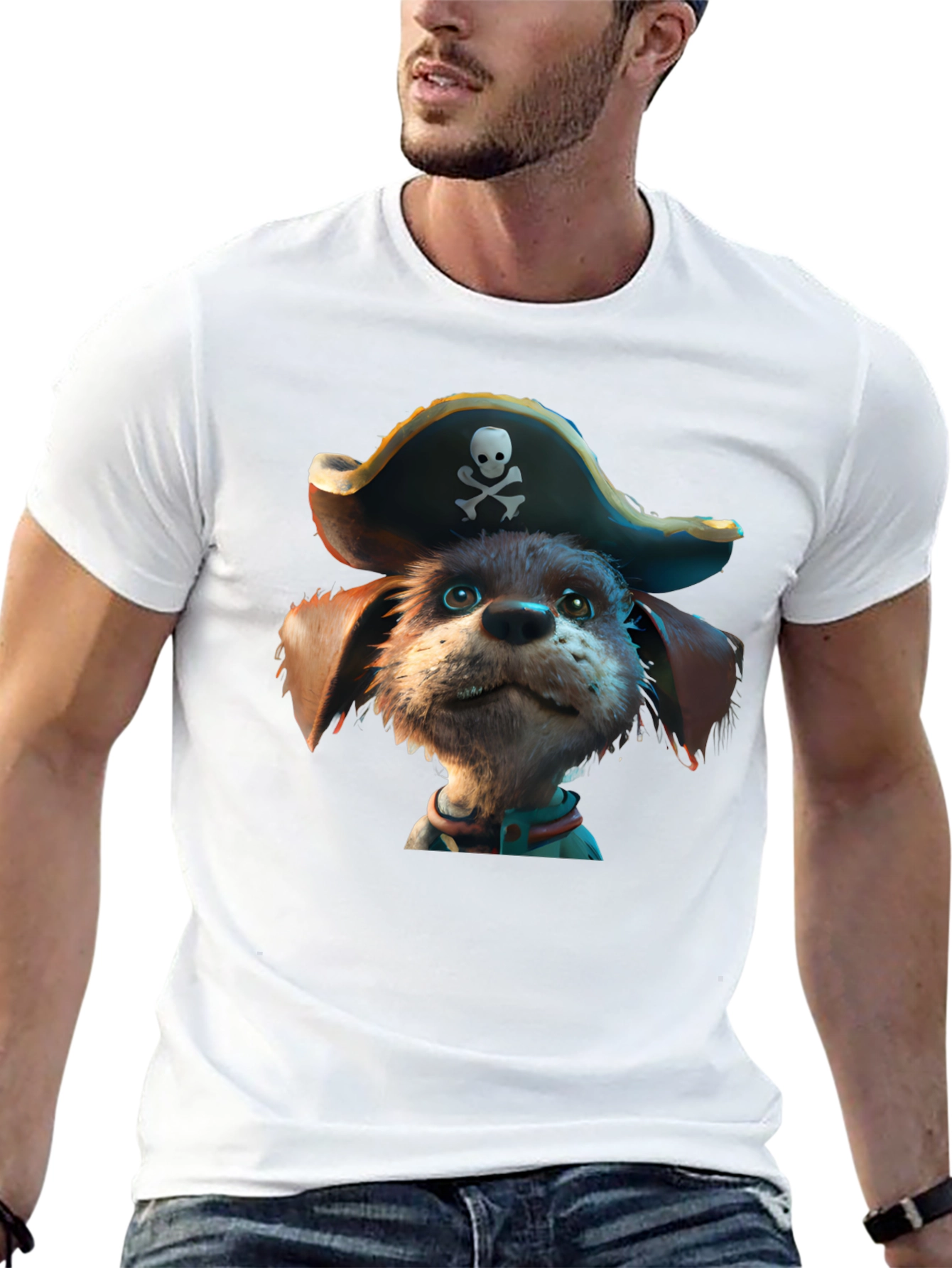 Pirate Dog Graphic T-Shirt - Black Cotton Tee