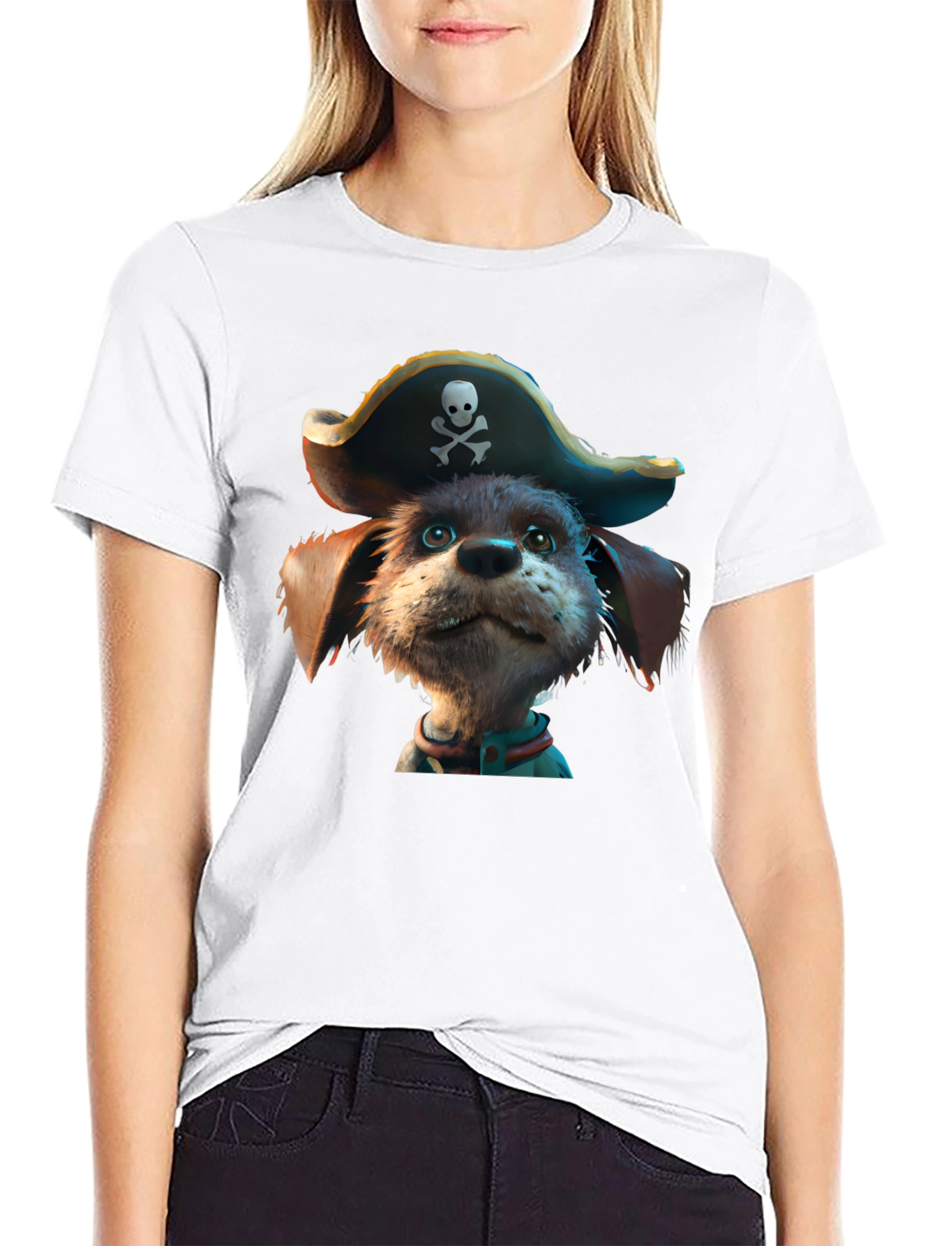 Pirate Dog Graphic T-Shirt - Black Cotton Tee