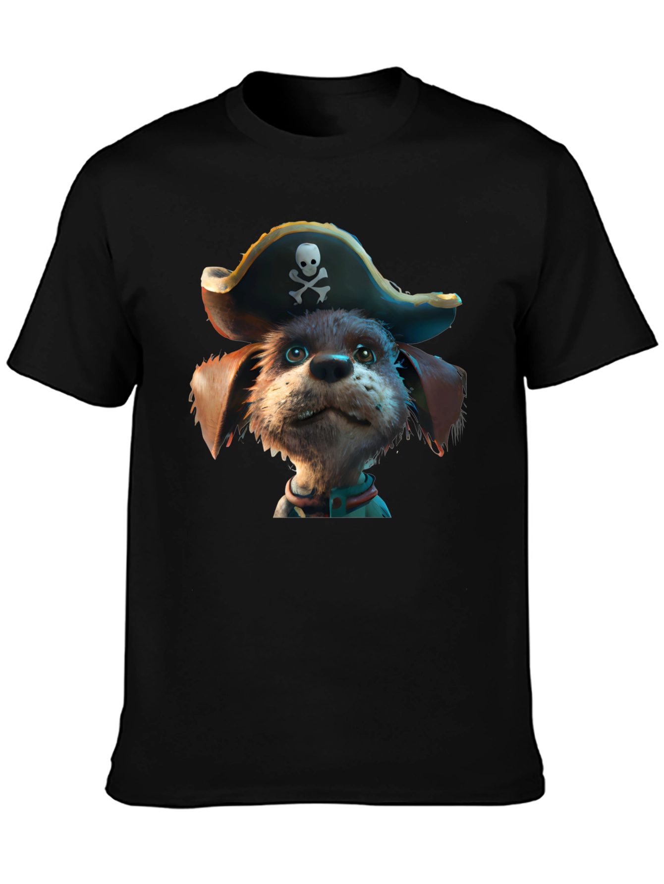 Pirate Dog Graphic T-Shirt - Black Cotton Tee