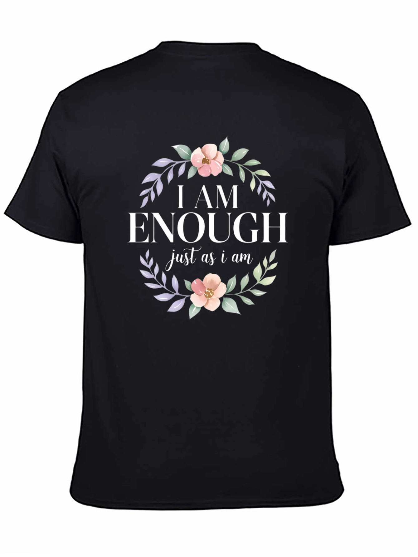 I AM ENOUGH Floral Graphic Tee - Black