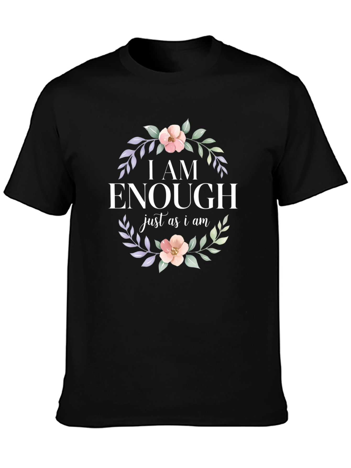 I AM ENOUGH Floral Graphic Tee - Black