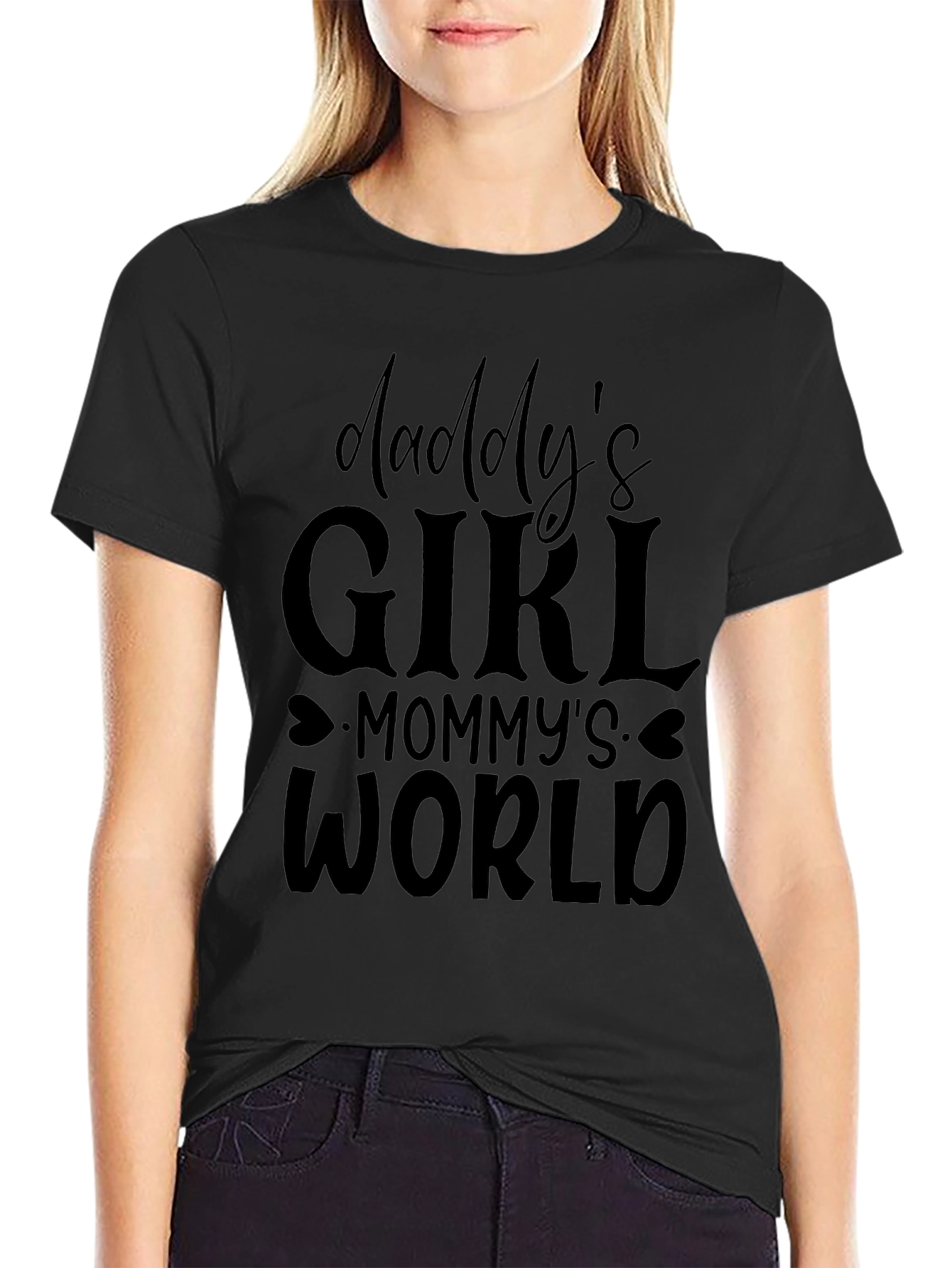 Daddys Girl Mommys World Black T-Shirt