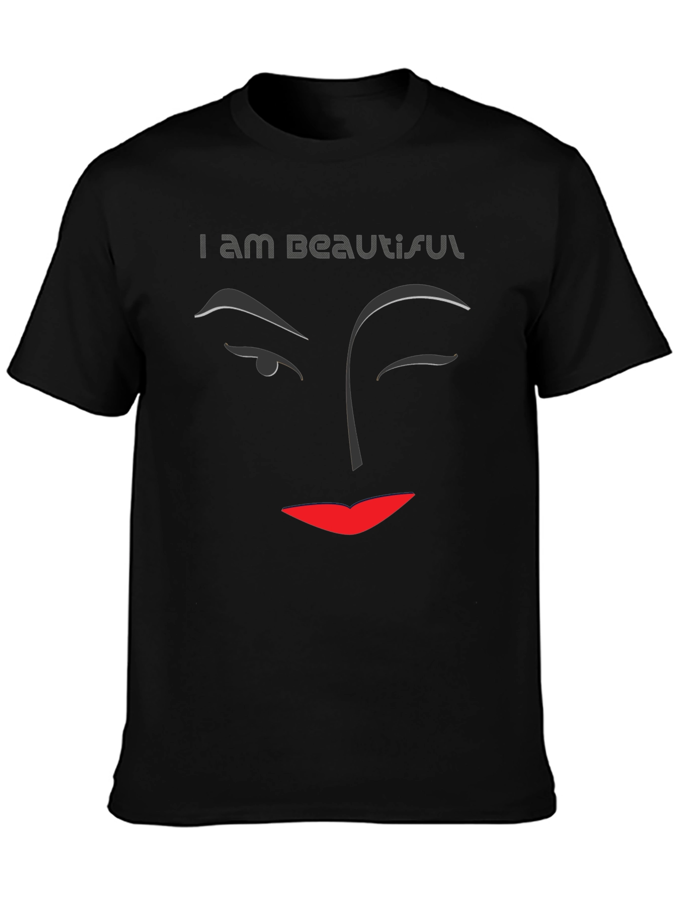 I am Beautiful Graphic Print Black T-Shirt