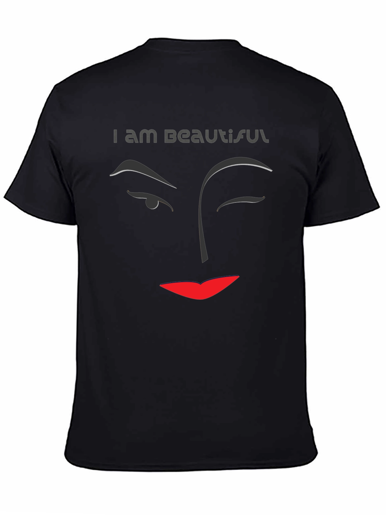 I am Beautiful Graphic Print Black T-Shirt