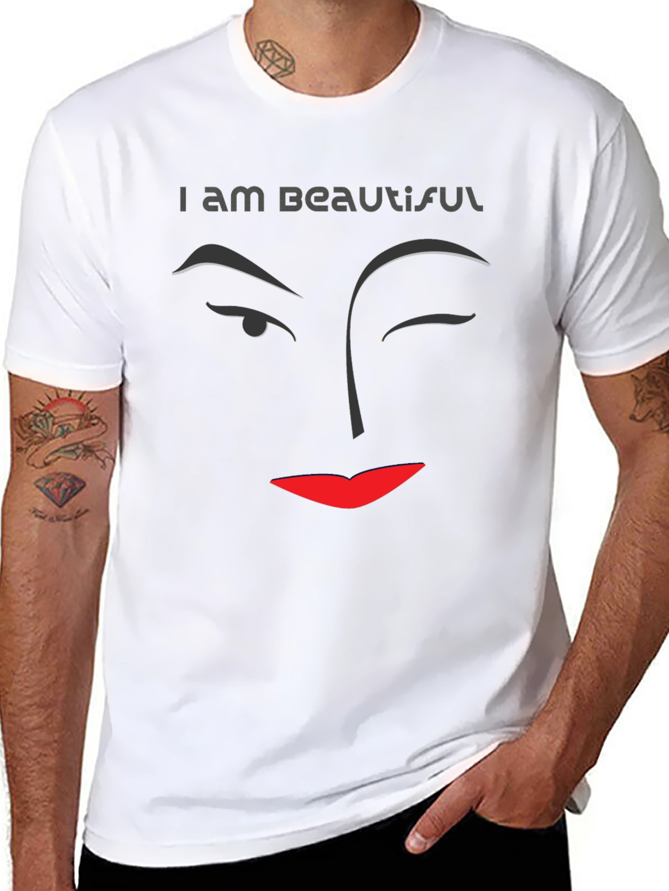 I am Beautiful Graphic Print Black T-Shirt