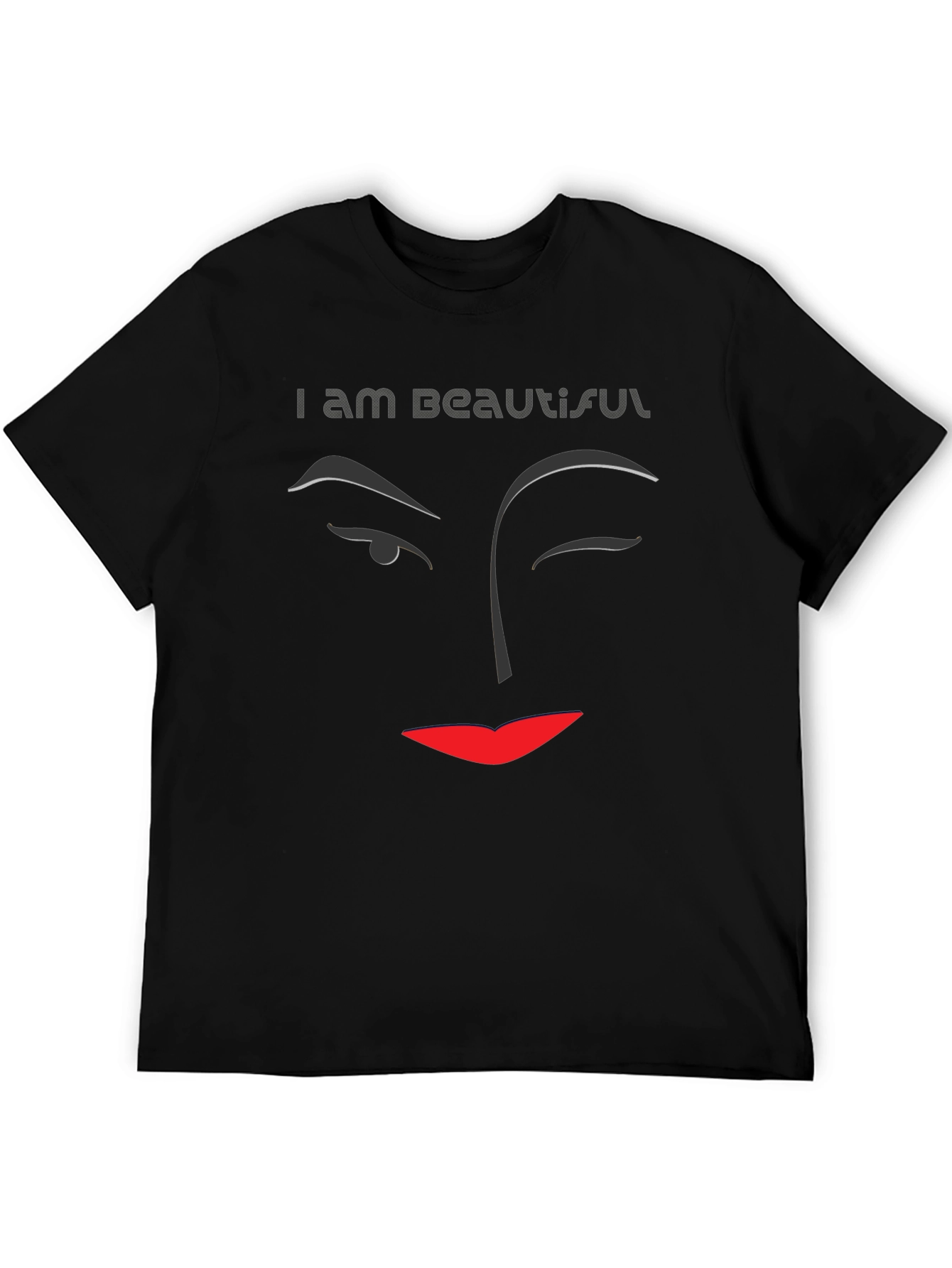 I am Beautiful Graphic Print Black T-Shirt