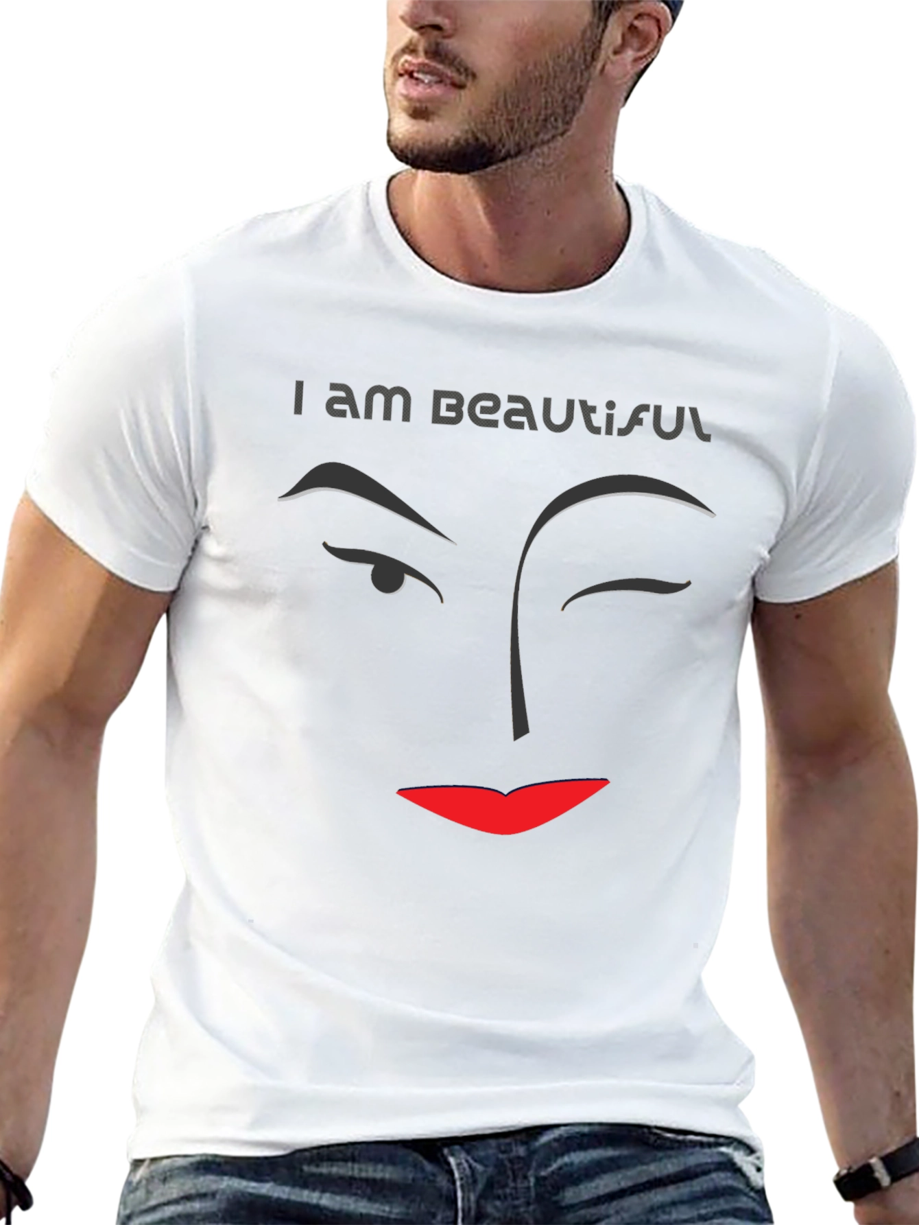 I am Beautiful Graphic Print Black T-Shirt