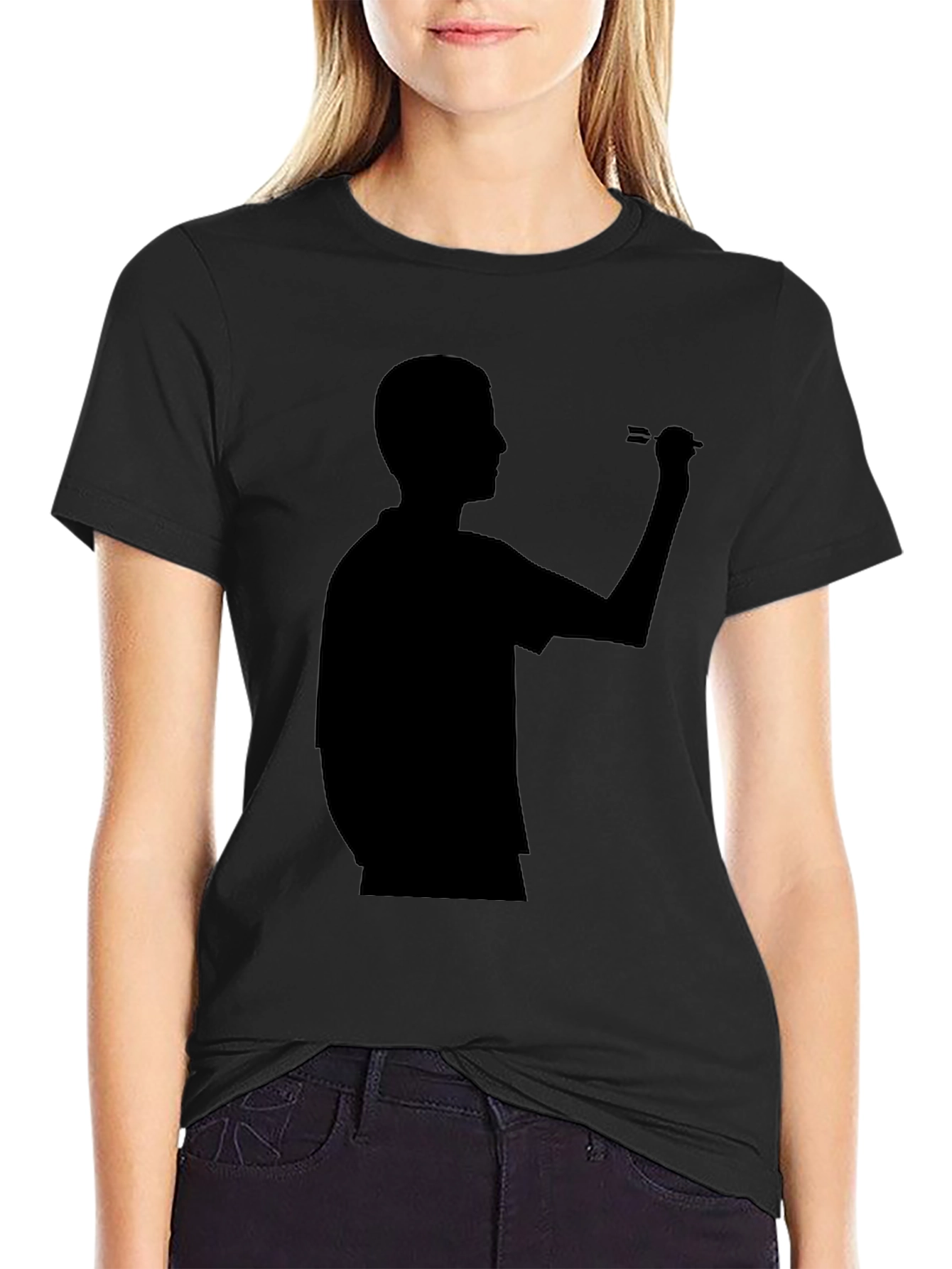 Darts Player Silhouette Graphic Tee - Black