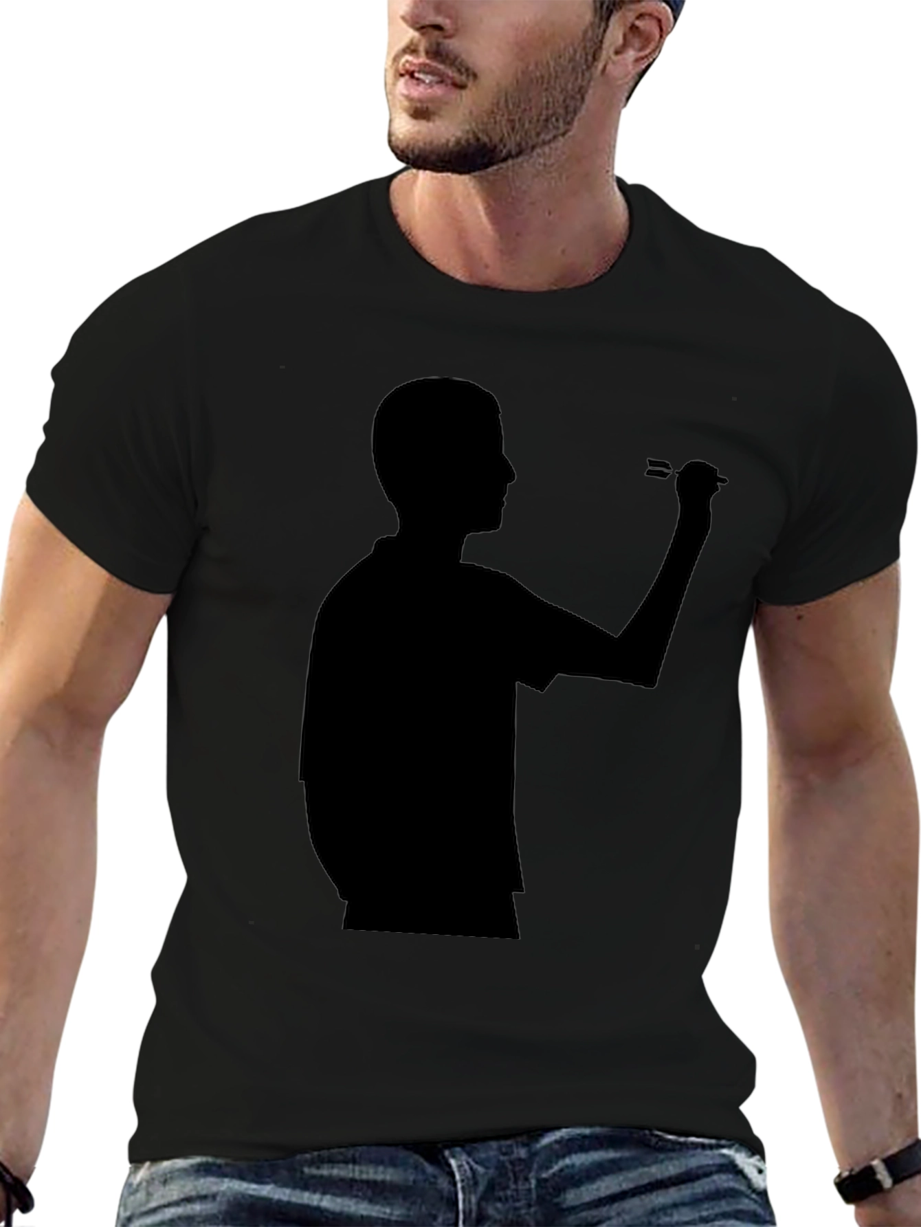 Darts Player Silhouette Graphic Tee - Black