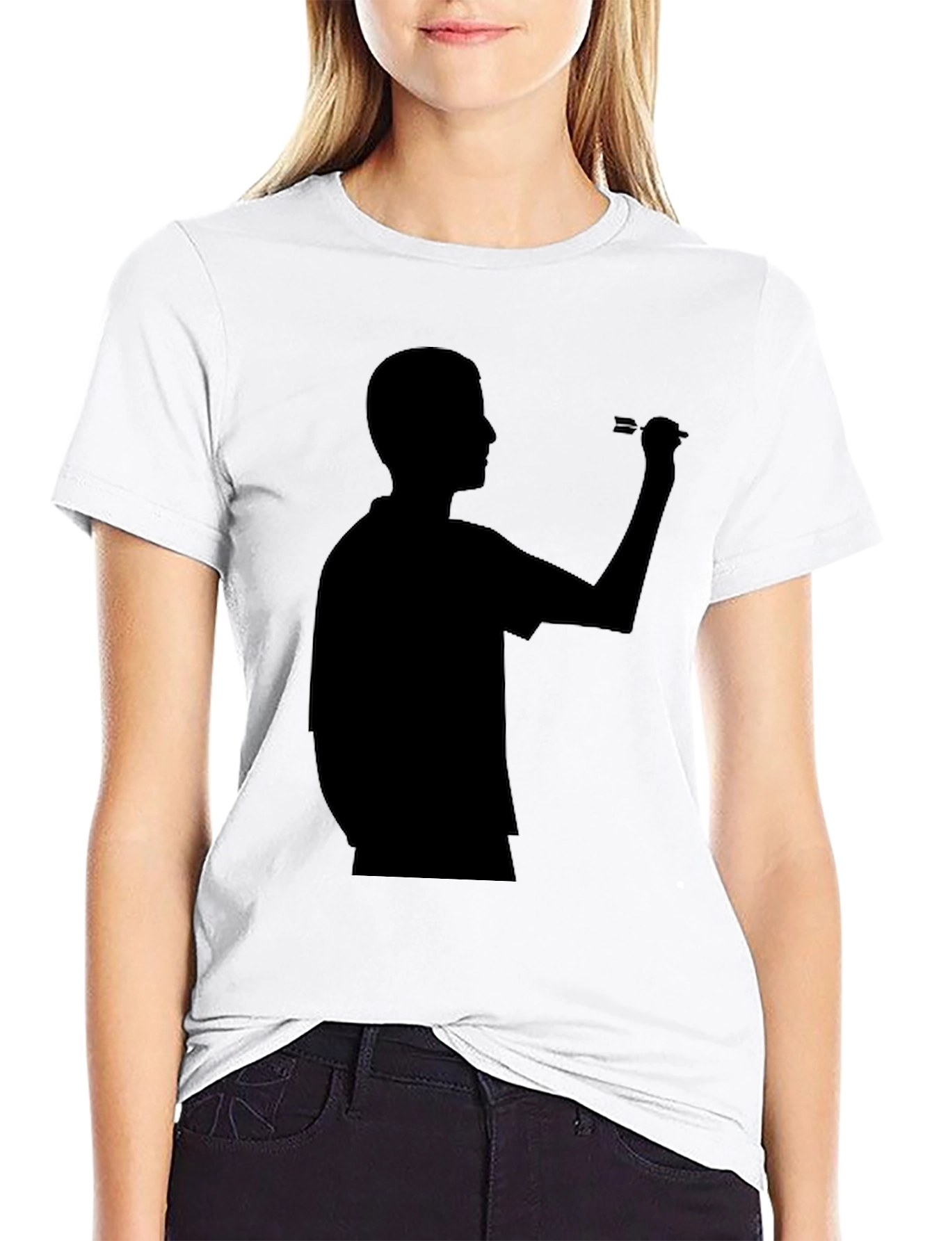 Darts Player Silhouette Graphic Tee - Black