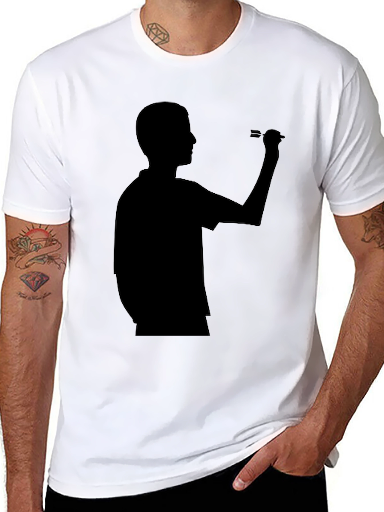 Darts Player Silhouette Graphic Tee - Black