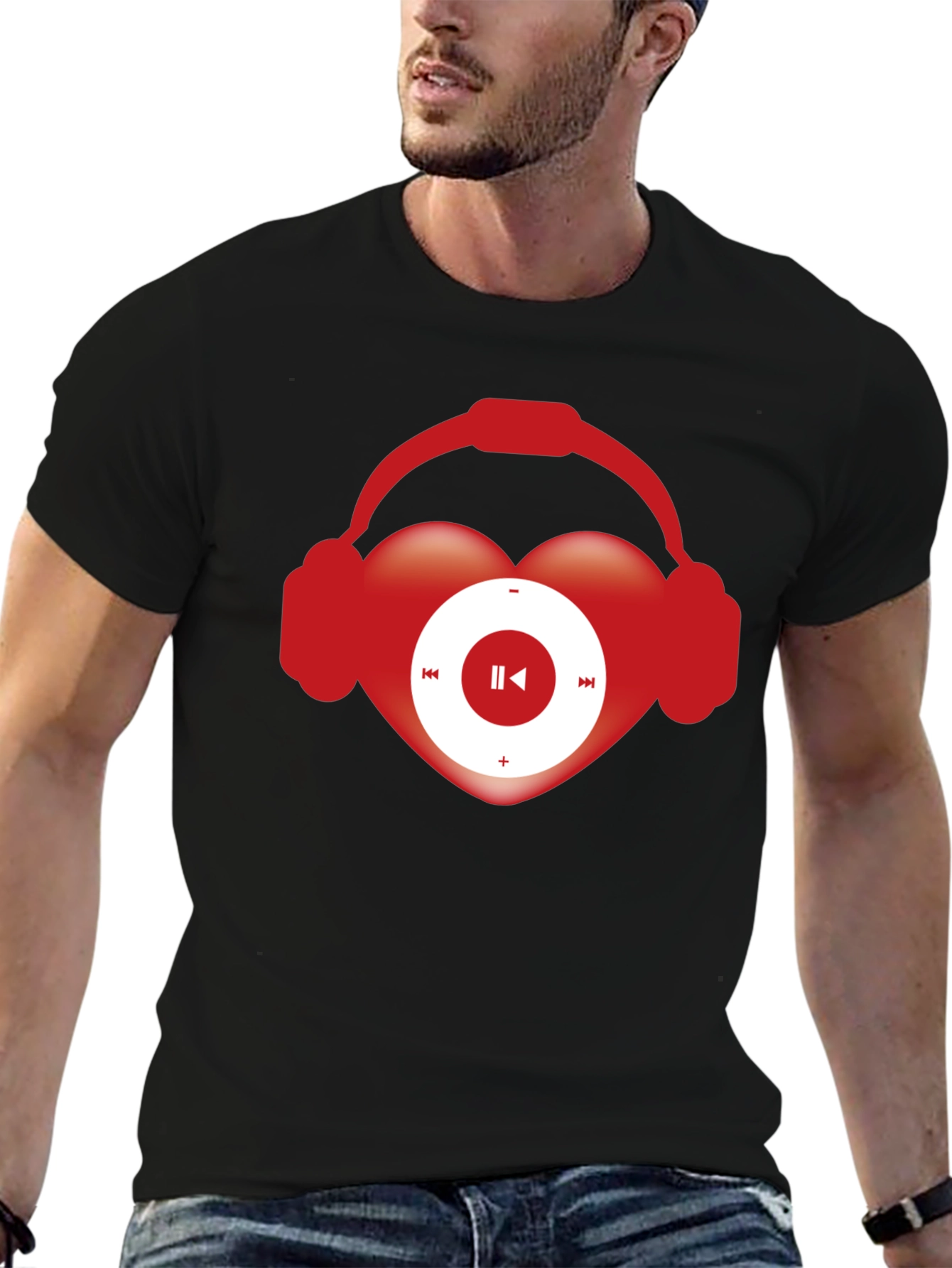 Music Lover T-Shirt Heart Headphones Audio Player