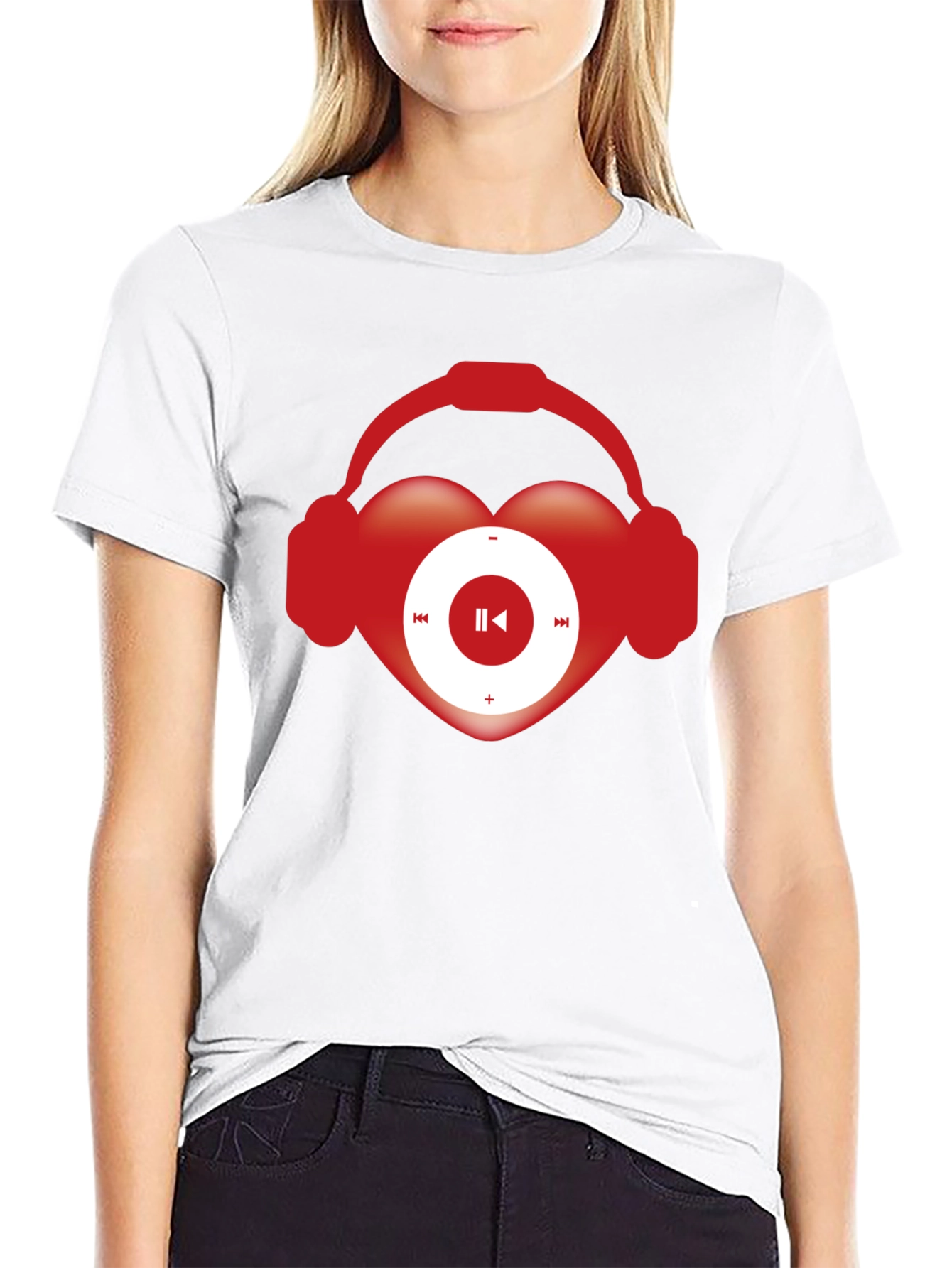 Music Lover T-Shirt Heart Headphones Audio Player
