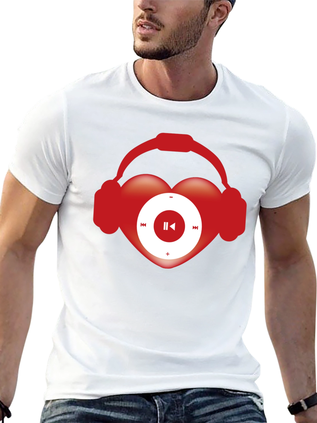 Music Lover T-Shirt Heart Headphones Audio Player