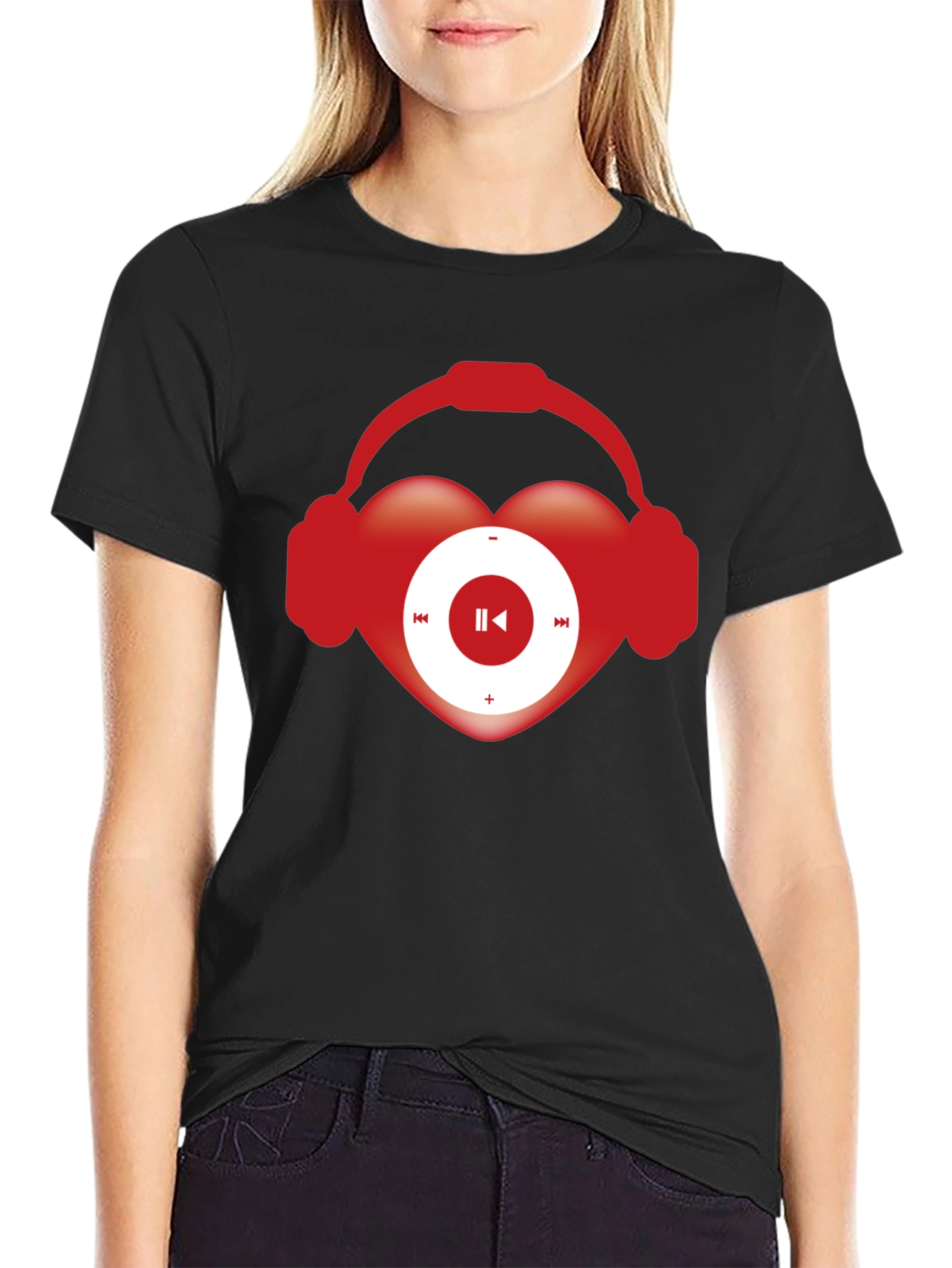 Music Lover T-Shirt Heart Headphones Audio Player