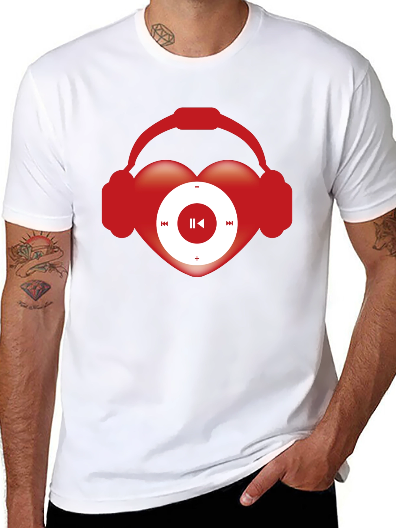 Music Lover T-Shirt Heart Headphones Audio Player