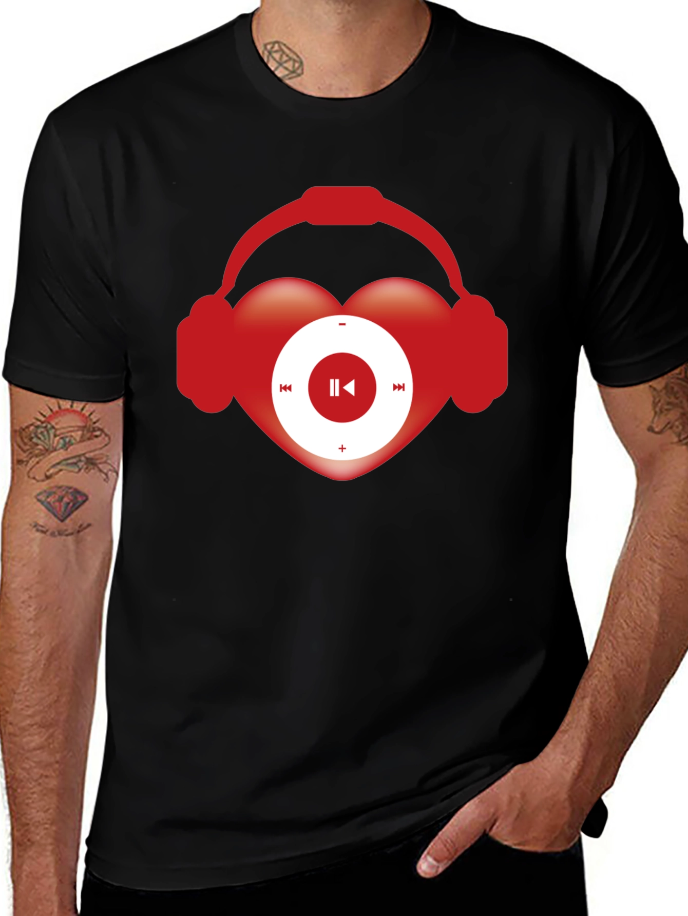 Music Lover T-Shirt Heart Headphones Audio Player