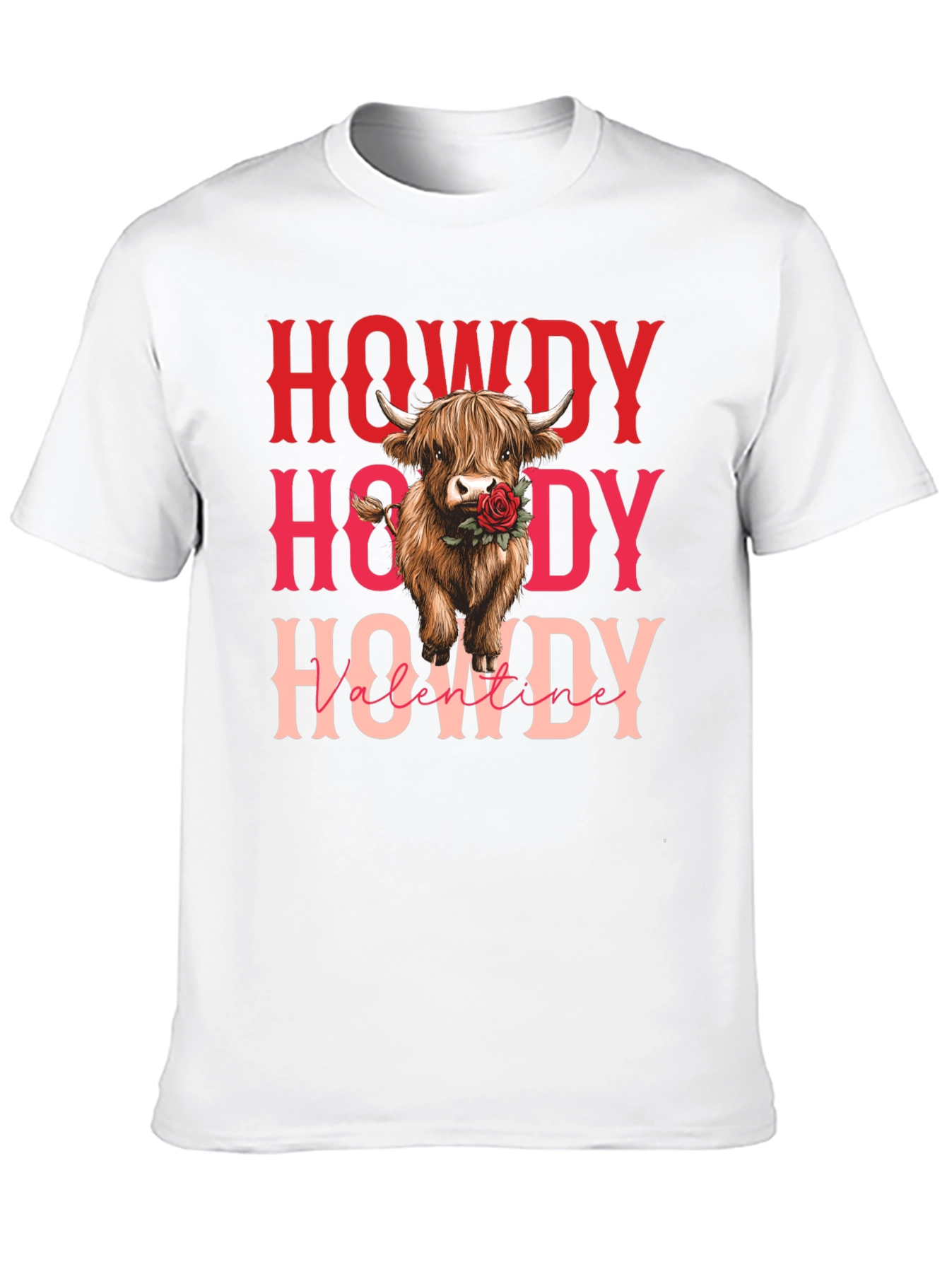 Howdy Valentine Cow Graphic Tee - Black