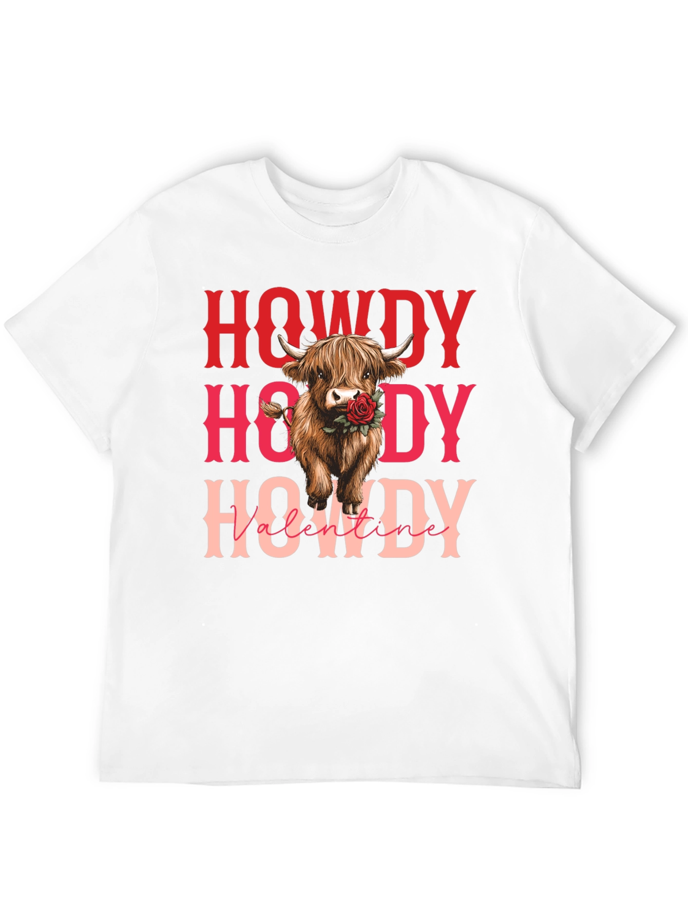 Howdy Valentine Cow Graphic Tee - Black
