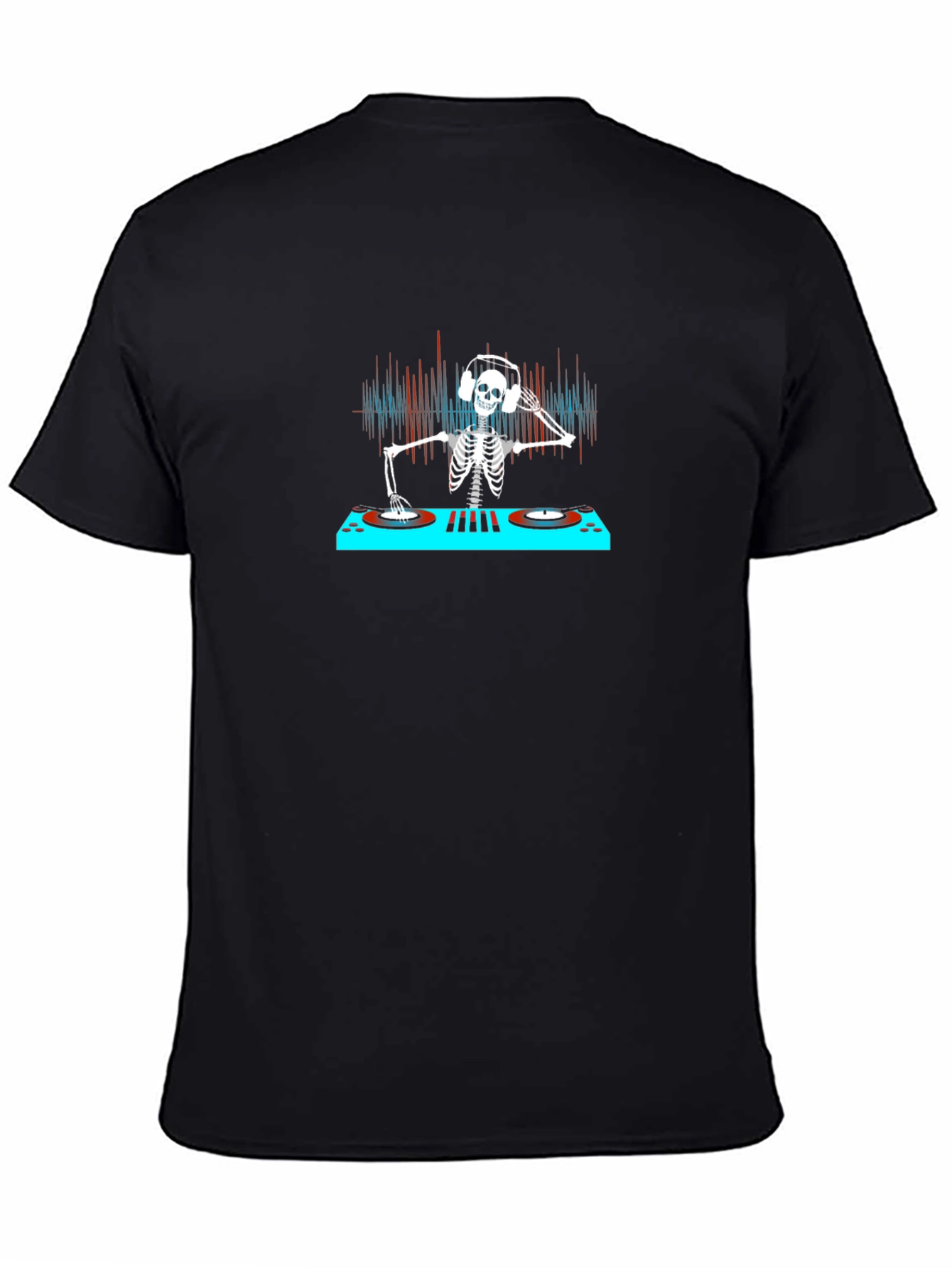 DJ Skeleton Graphic Tee - Black Cotton T-Shirt
