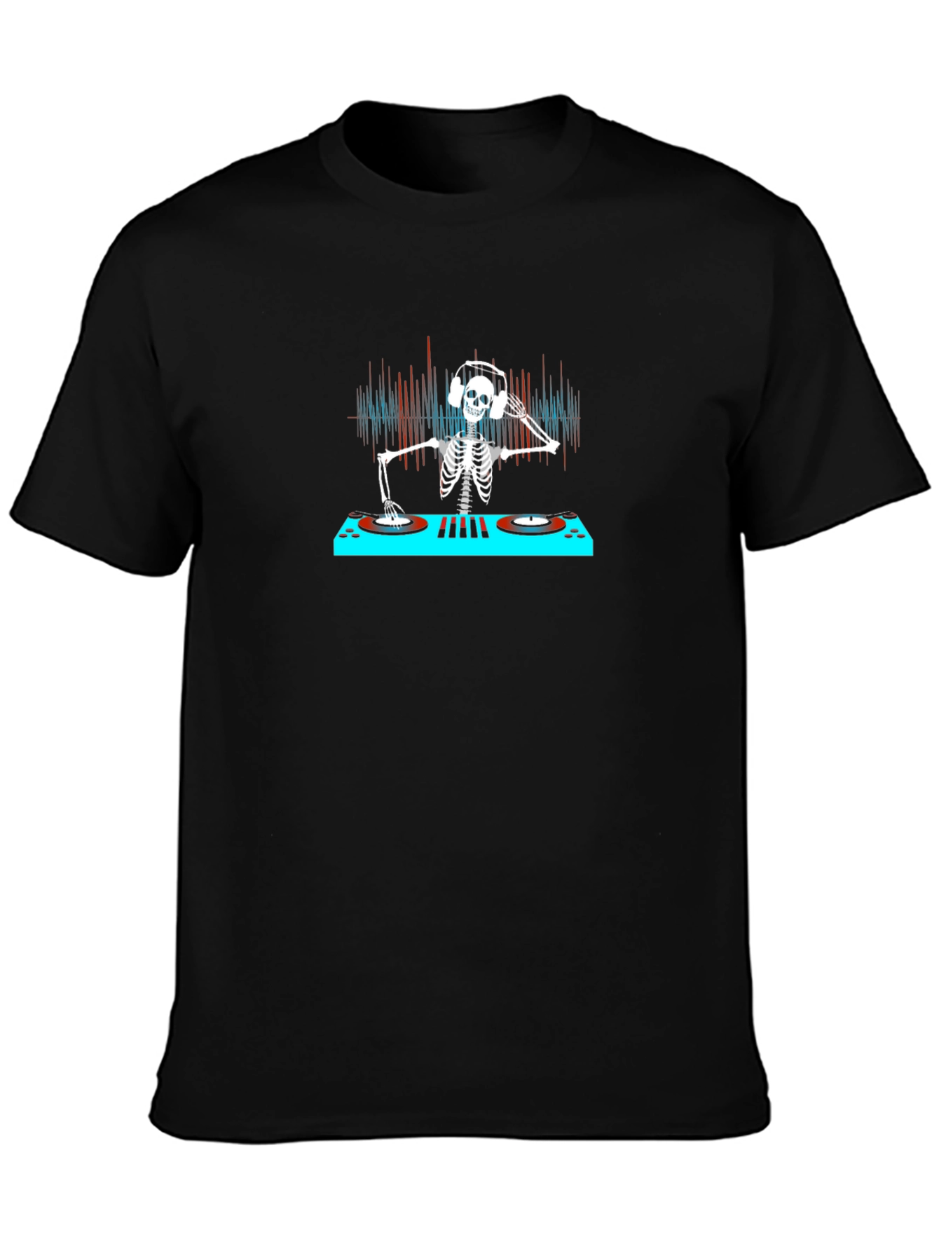 DJ Skeleton Graphic Tee - Black Cotton T-Shirt