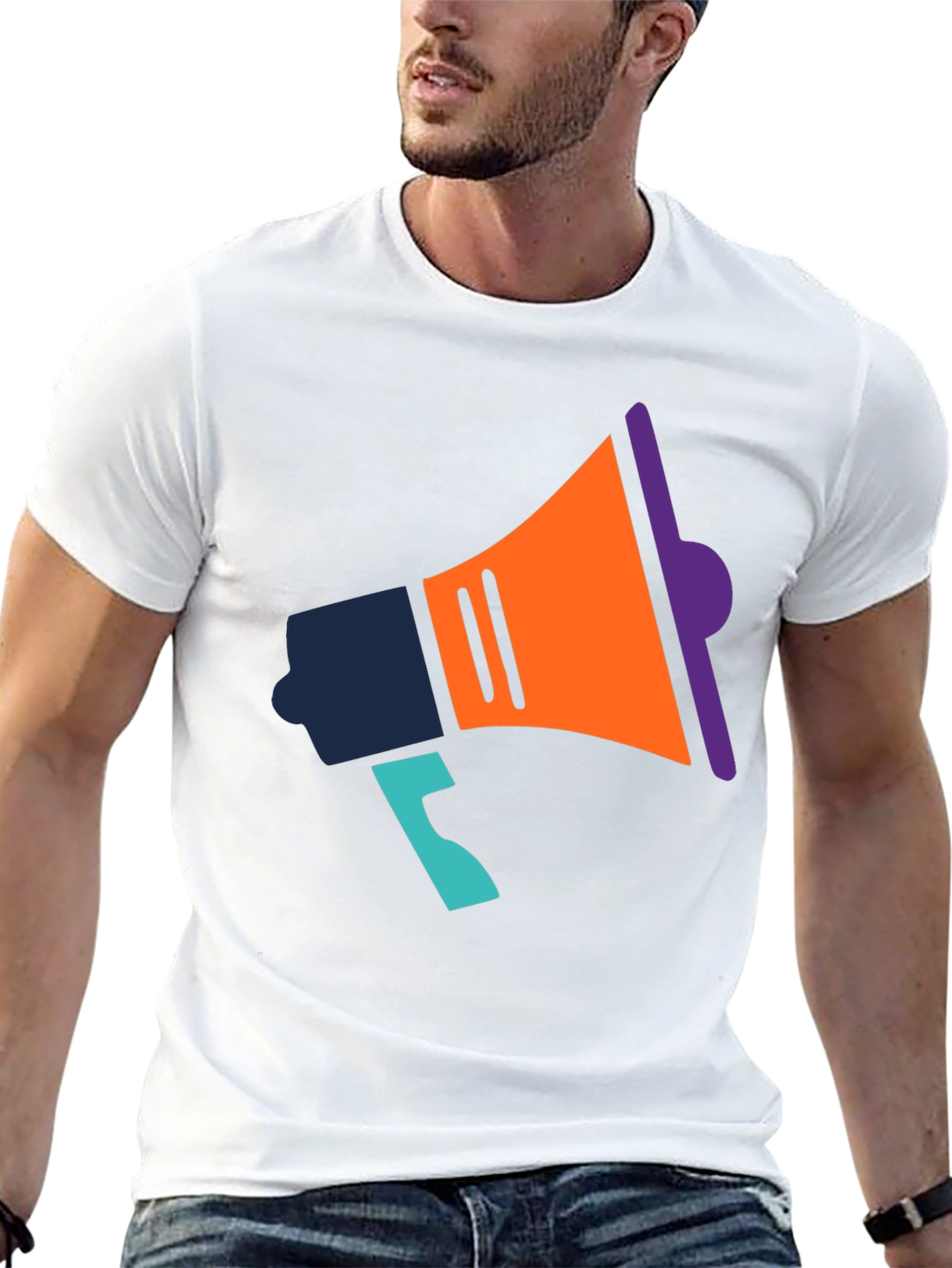 Statement T-Shirt with Megaphone Graphic