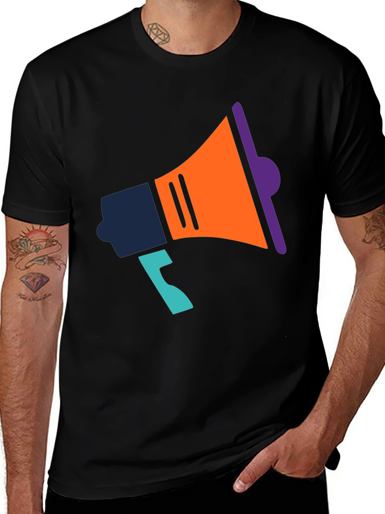 Statement T-Shirt with Megaphone Graphic