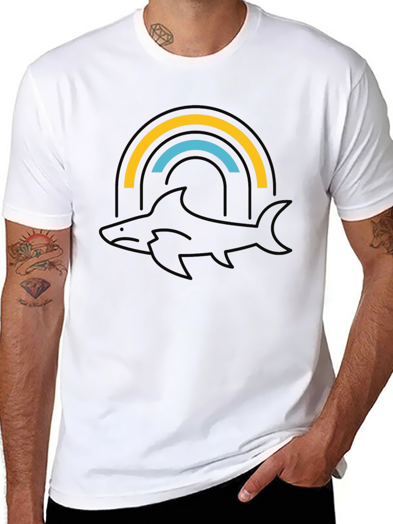 Orca Rainbow Graphic Tee - Stylish Black T-Shirt