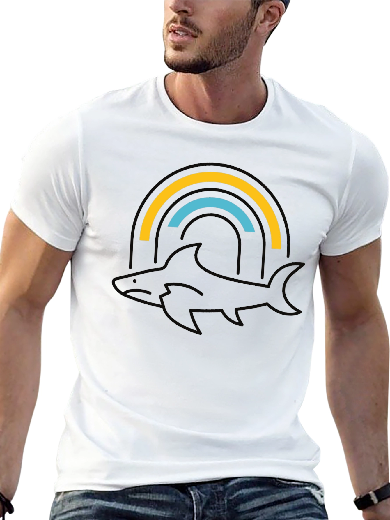 Orca Rainbow Graphic Tee - Stylish Black T-Shirt