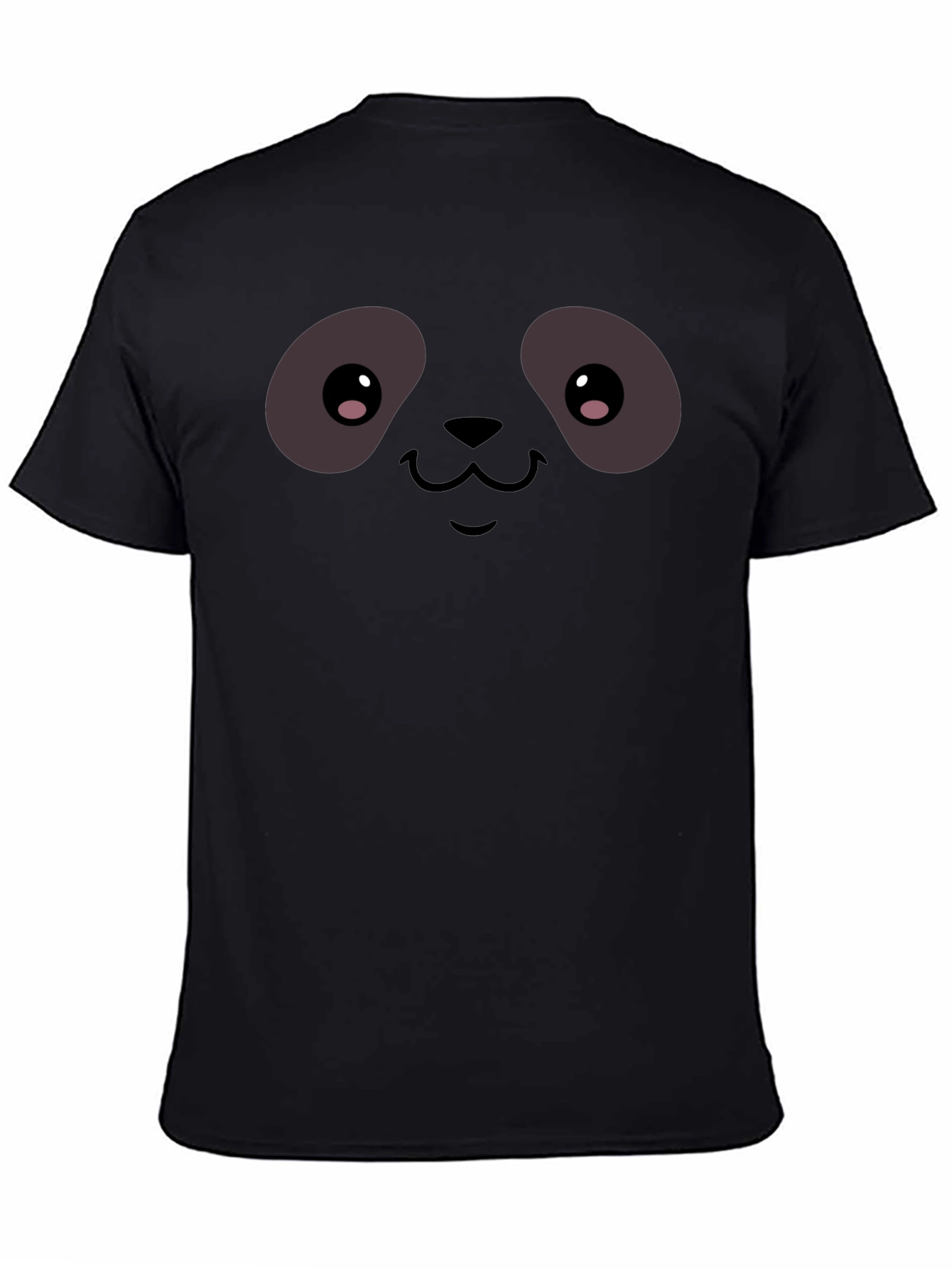 Cute Panda Face Graphic T-Shirt - Black