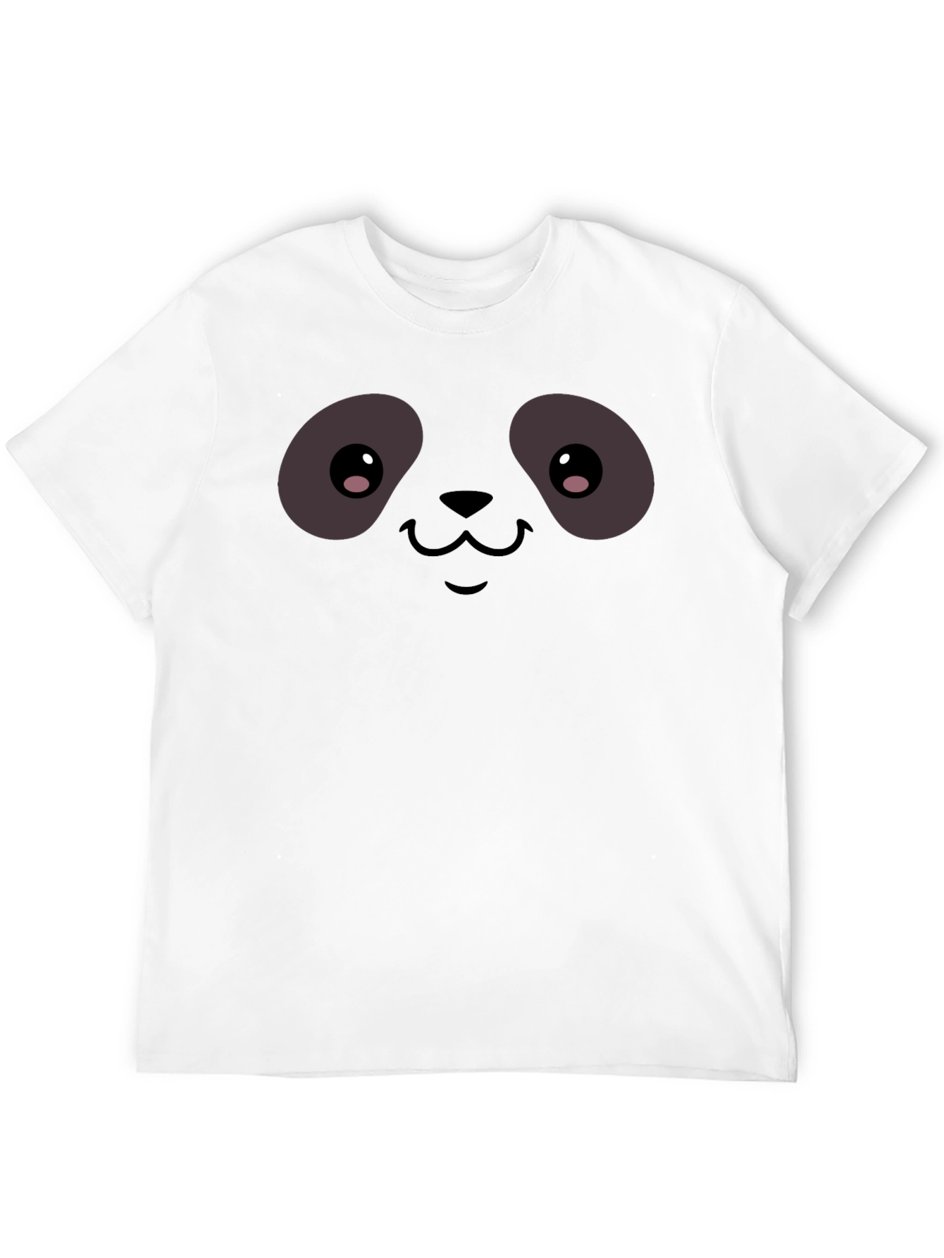 Cute Panda Face Graphic T-Shirt - Black