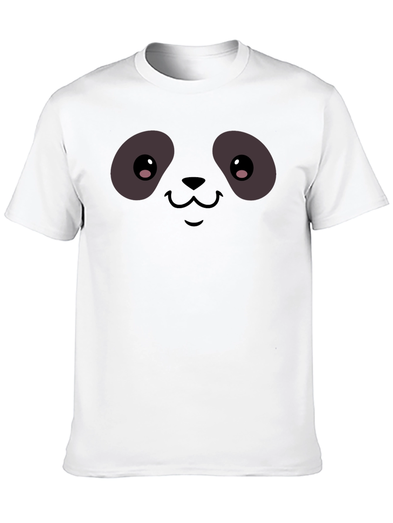 Cute Panda Face Graphic T-Shirt - Black