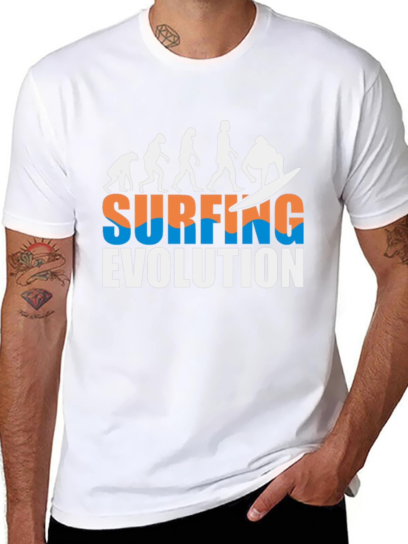 Surfing Evolution Black T-Shirt
