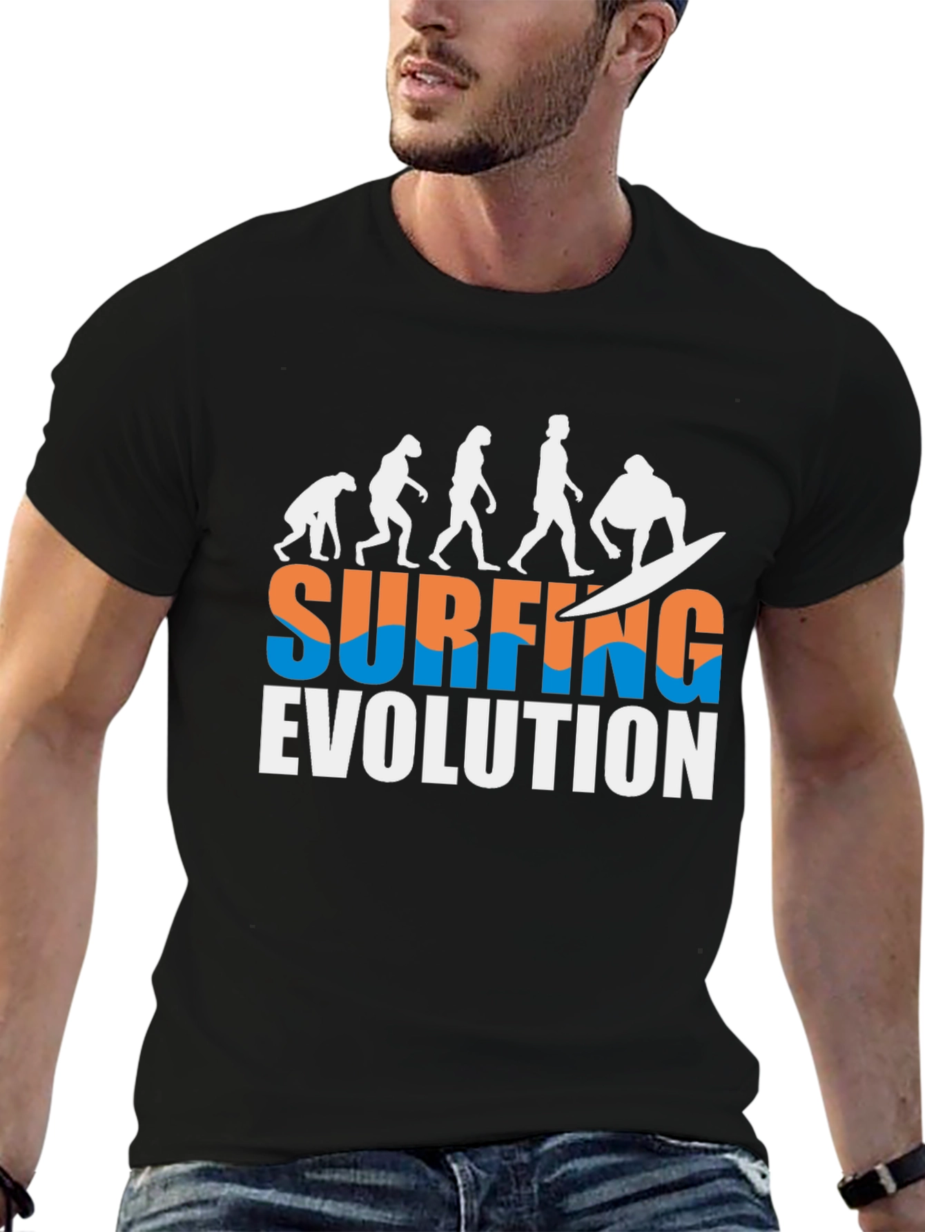 Surfing Evolution Black T-Shirt