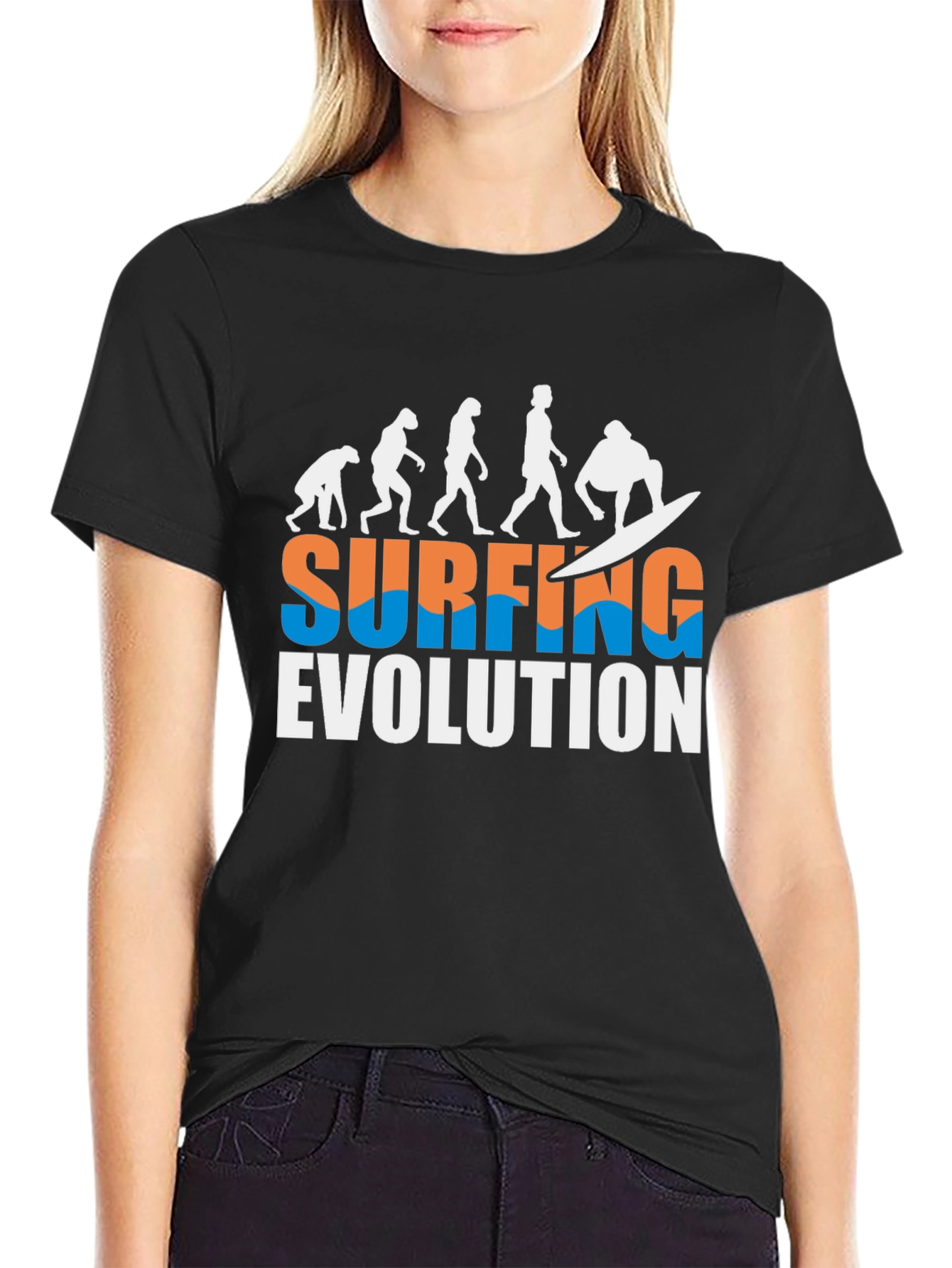 Surfing Evolution Black T-Shirt