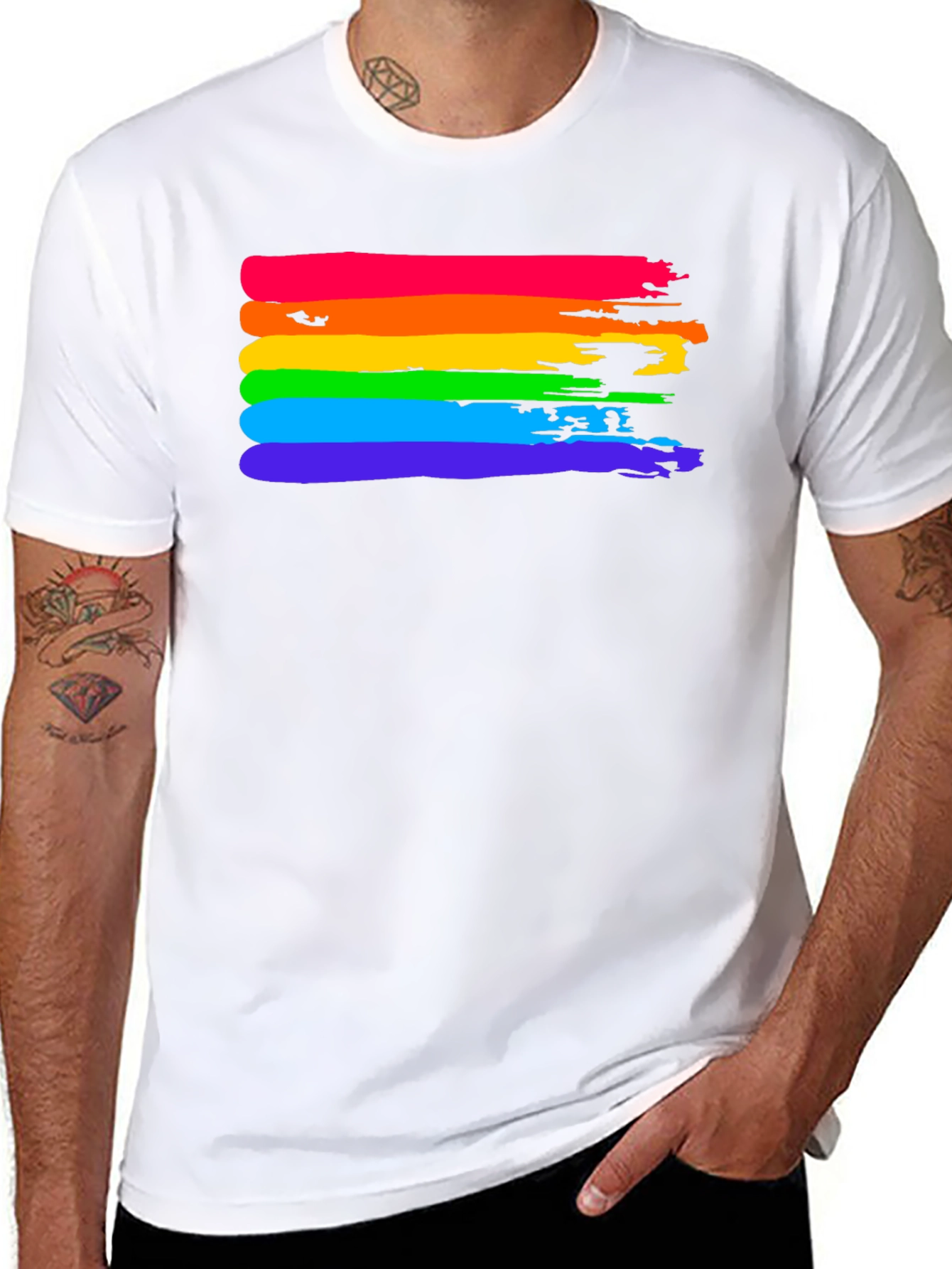 Rainbow Pride T-Shirt - Brush Stroke LGBTQ Tee