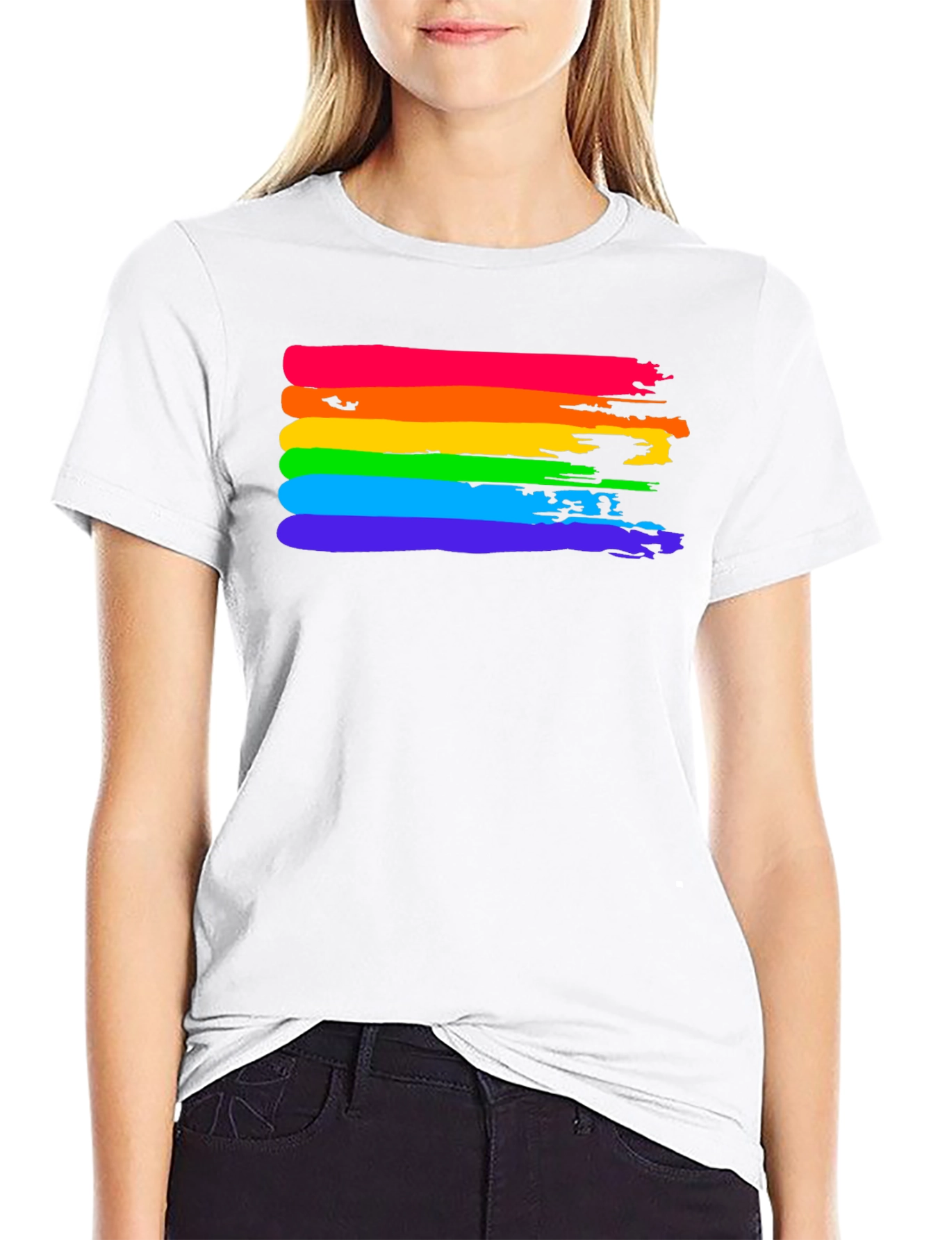 Rainbow Pride T-Shirt - Brush Stroke LGBTQ Tee