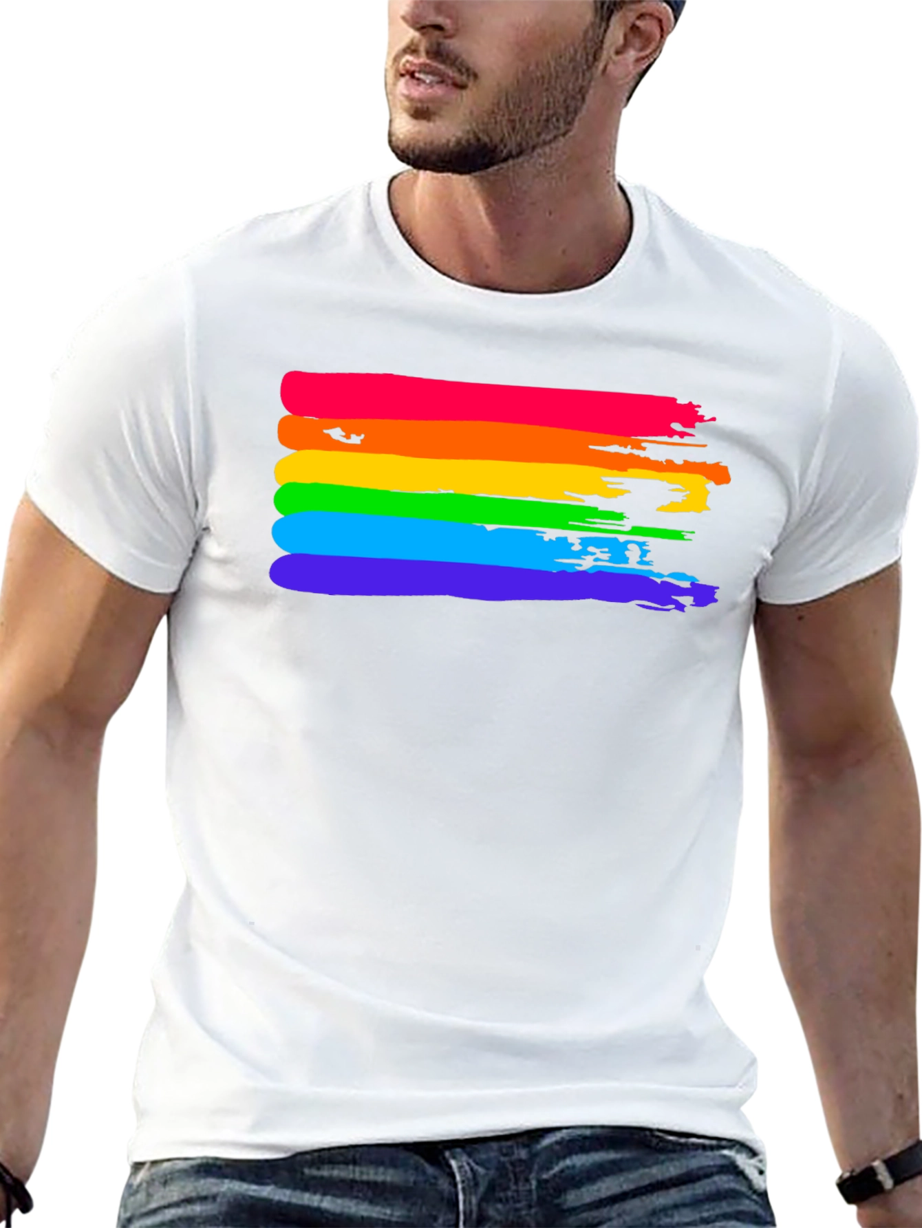 Rainbow Pride T-Shirt - Brush Stroke LGBTQ Tee