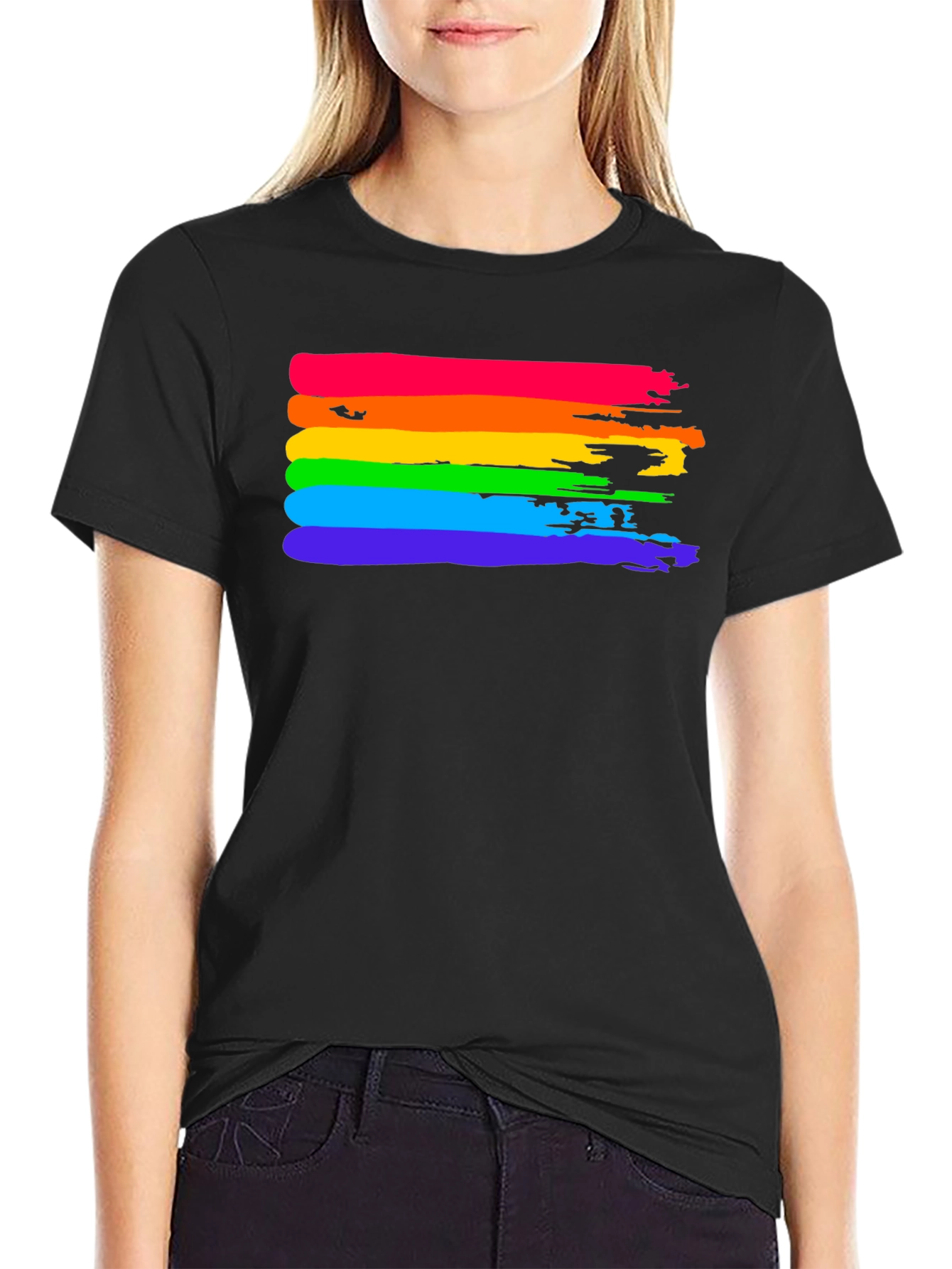 Rainbow Pride T-Shirt - Brush Stroke LGBTQ Tee