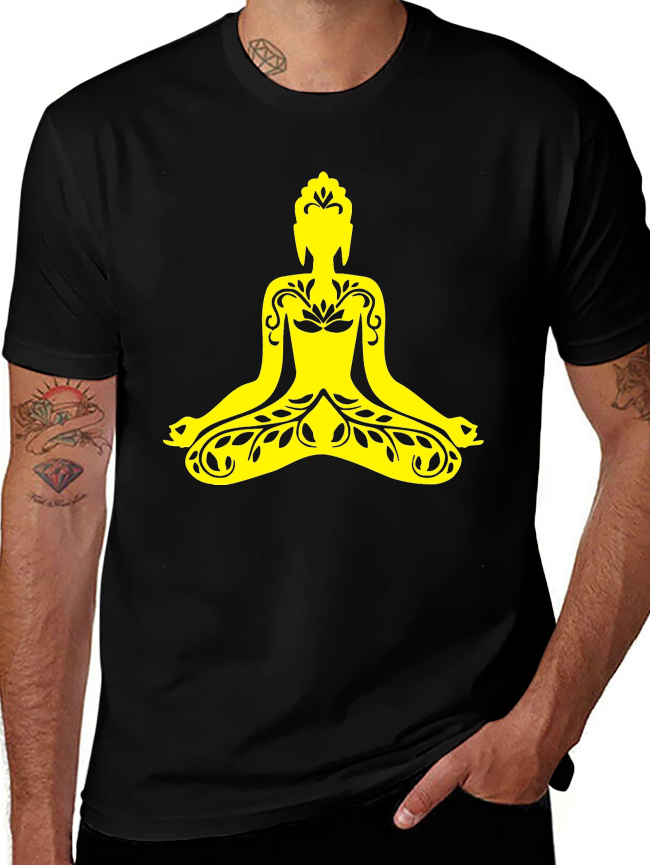 Buddha Graphic Print Black T-Shirt