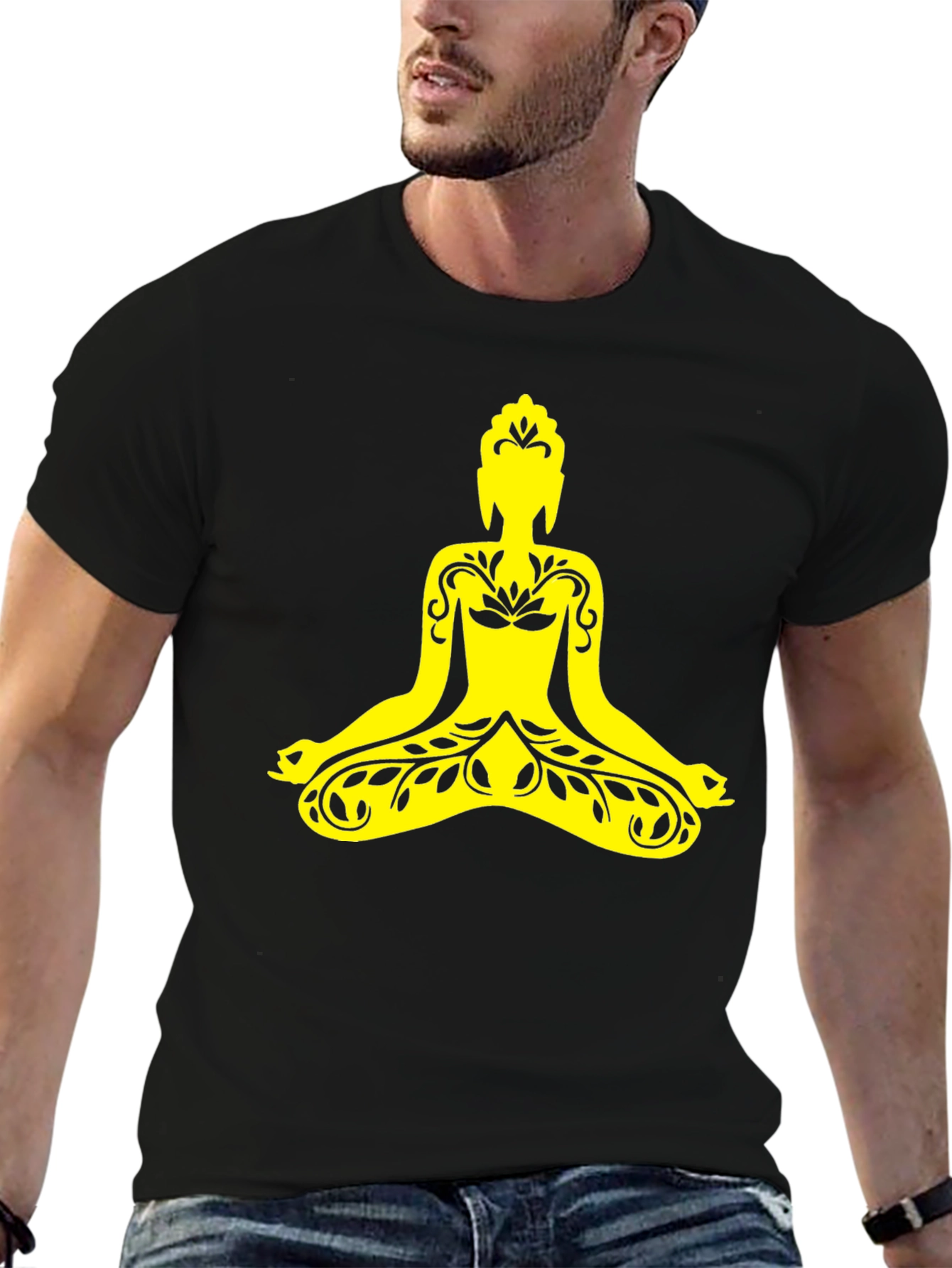Buddha Graphic Print Black T-Shirt