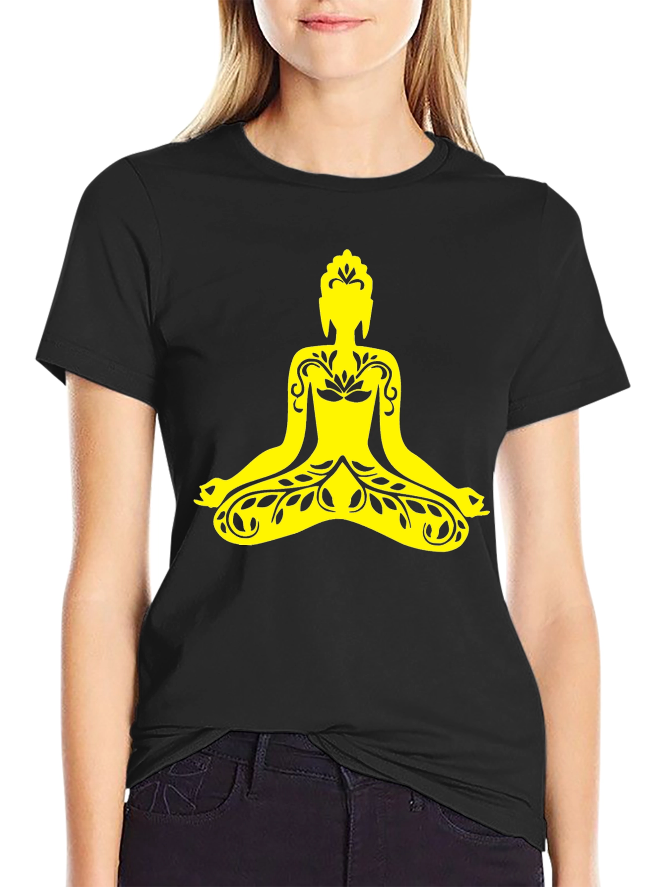 Buddha Graphic Print Black T-Shirt