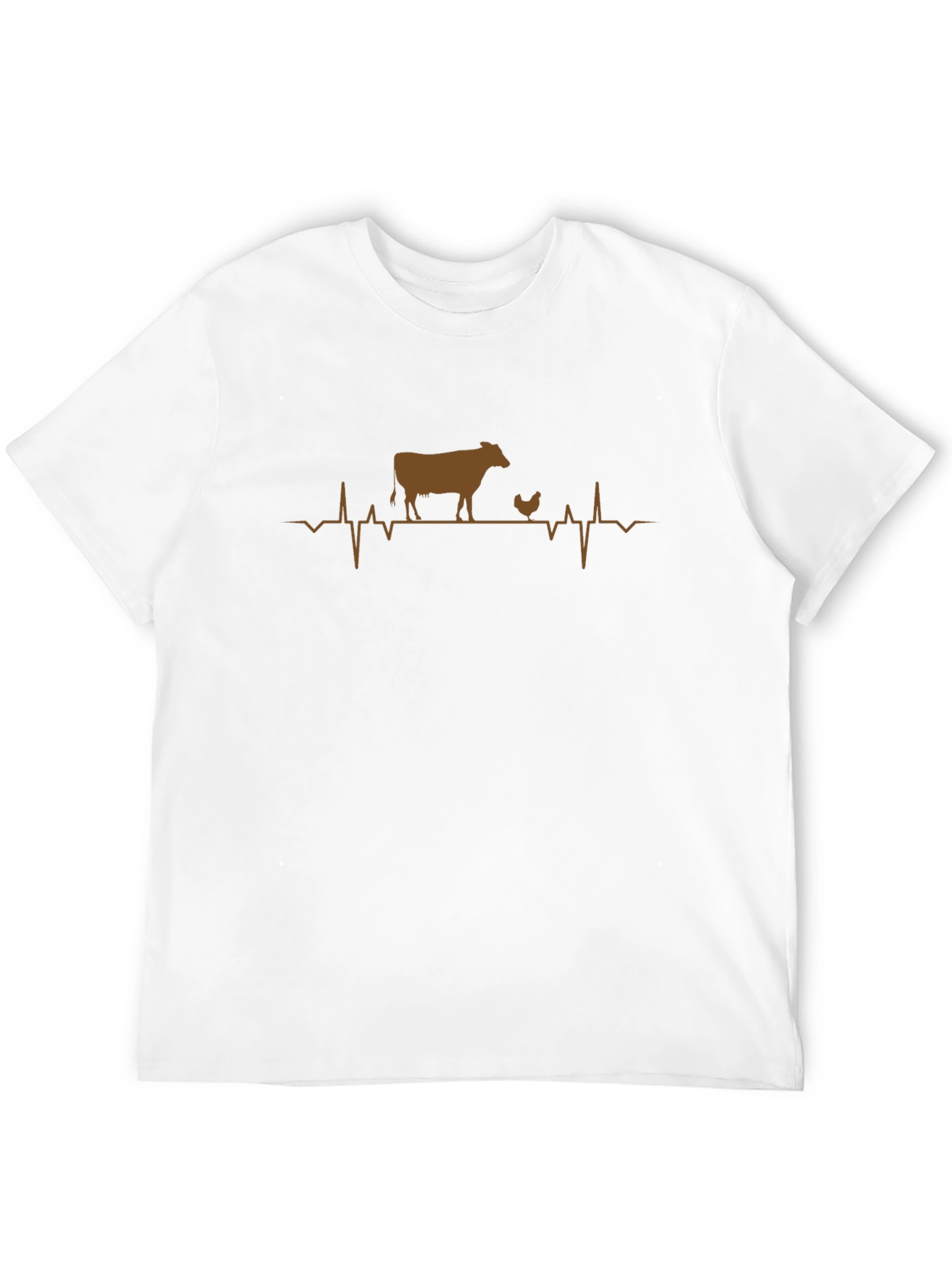 Farm Animal Heartbeat T-Shirt: Cow & Chicken Tee