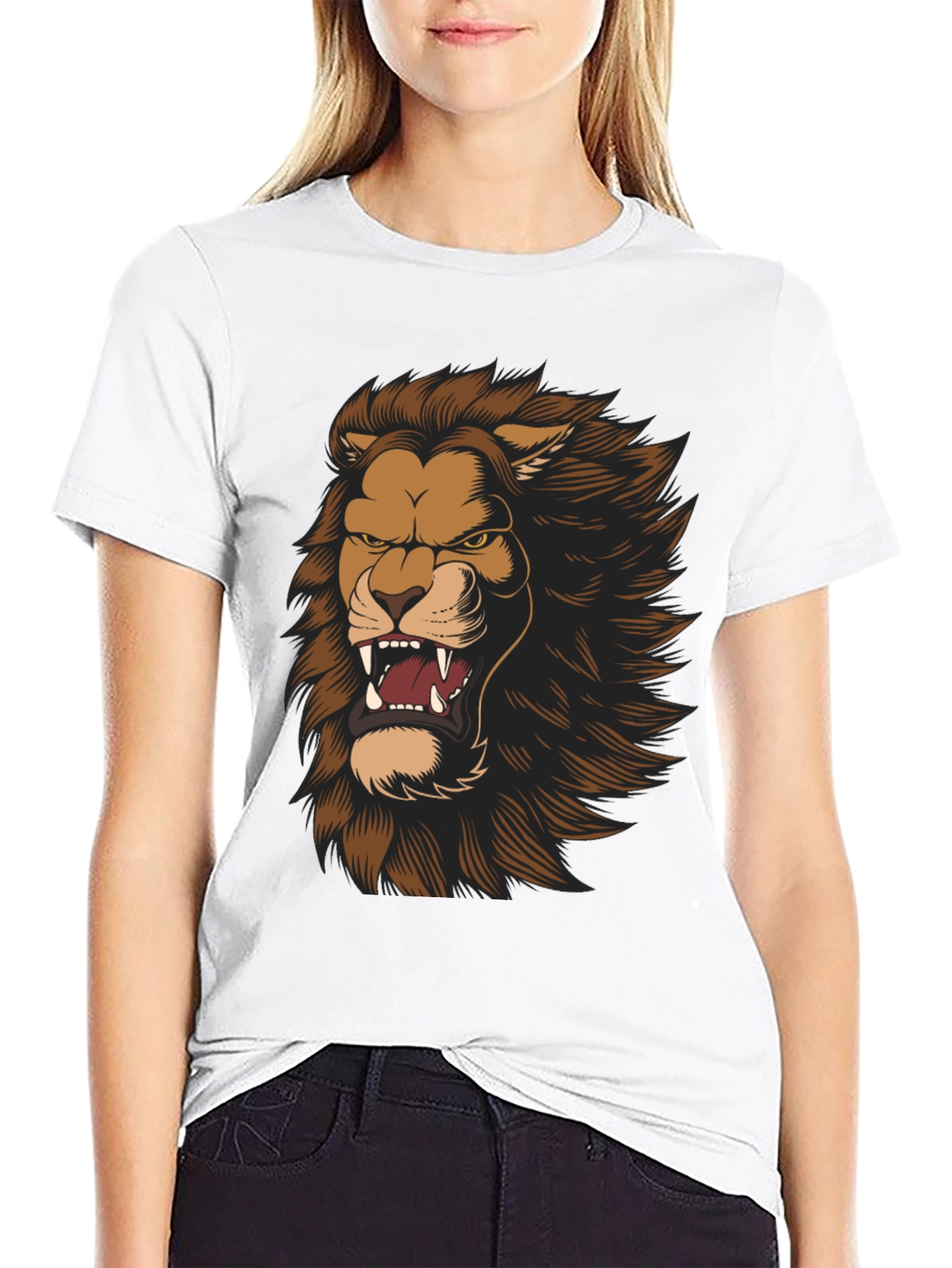 Lion Graphic Print Black T-Shirt