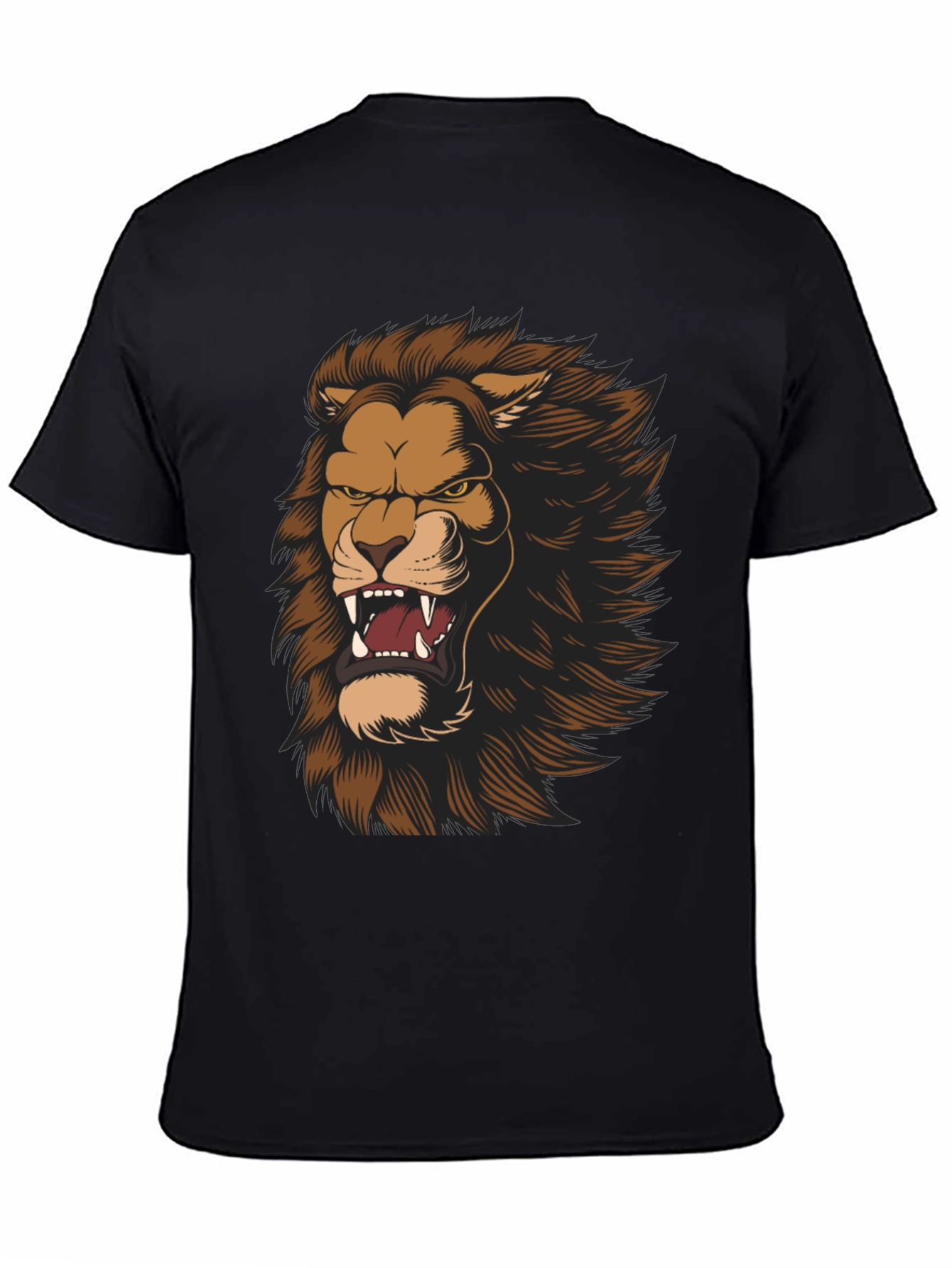 Lion Graphic Print Black T-Shirt