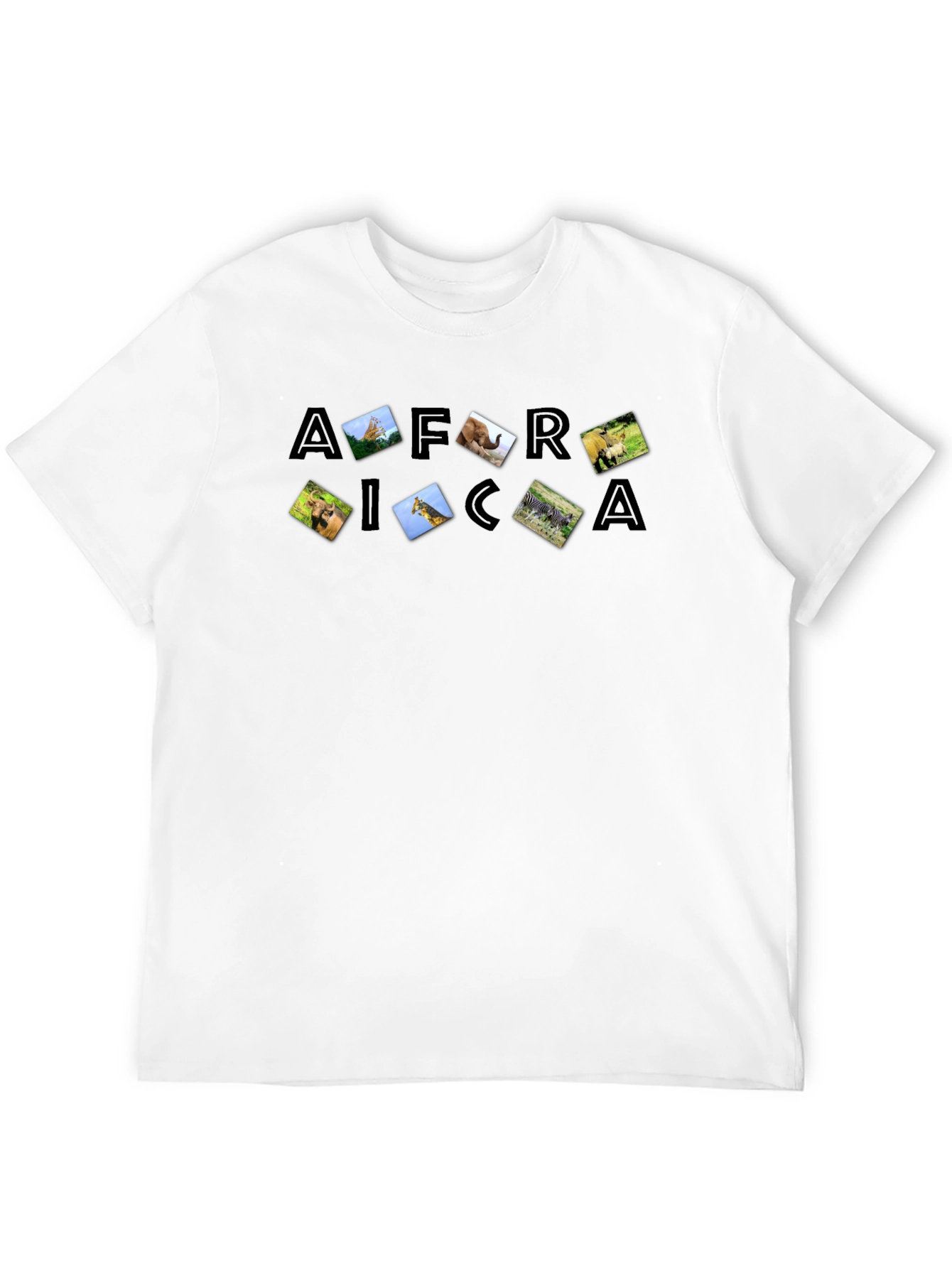 Africa Wildlife T-Shirt Black Short Sleeve
