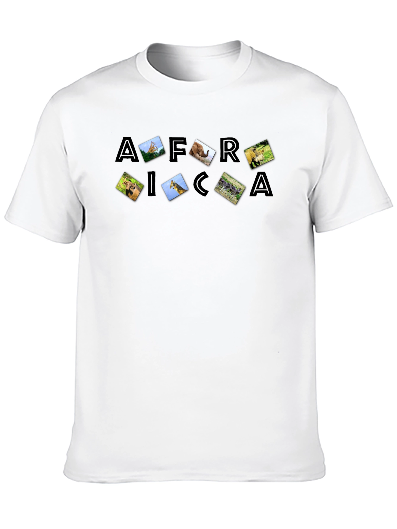 Africa Wildlife T-Shirt Black Short Sleeve